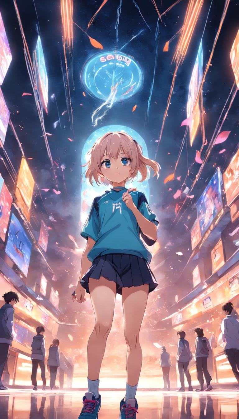 I'm a girl in high school gym clothes。Play sports。a pixie cut、