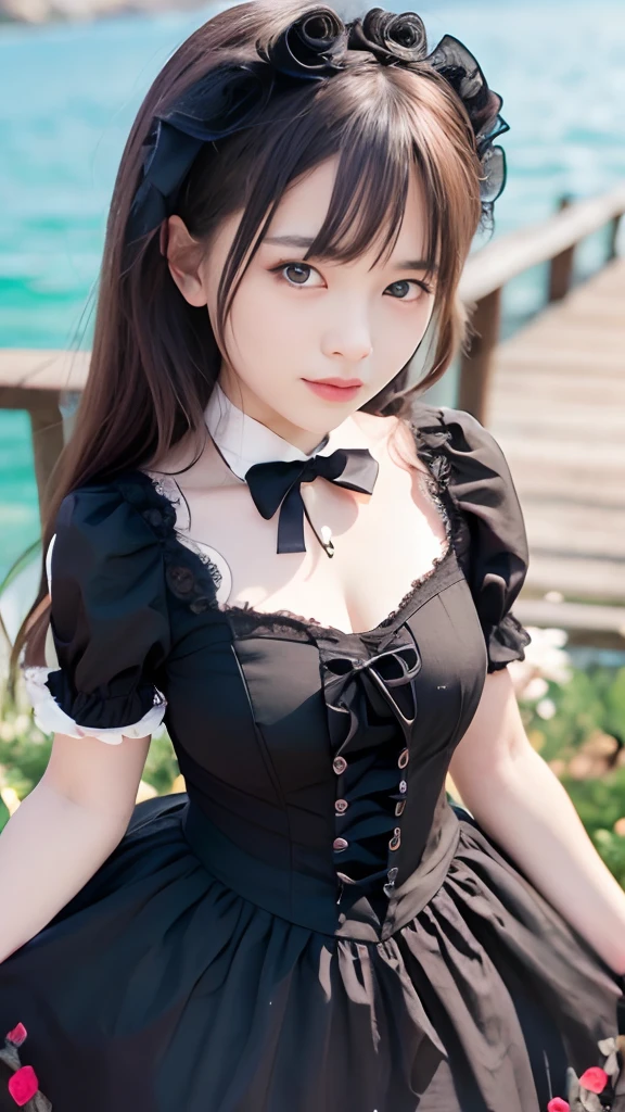 Photo quality,Masterpiece,Realistic,(14 year old cute Japanese girl:1.9),(Detailed young face:1.9),(Very embarrassed look:1.9),(Angle from below,Thin legs:1.9),(Wearing black Gothic ta fashion:1.9)(Adult video package shoot:1.9),(Posing to seduce men in the park,Inner thigh visible:1.9),((Droopy eyes:1.9)),((Body type of a 14 year old girl,Small Tits:1.9)),(Cute school girl hairstyle:1.9),((Skinny Legs)),Very pale skin,Show your forehead,Detailed body,Detailed hands,No makeup