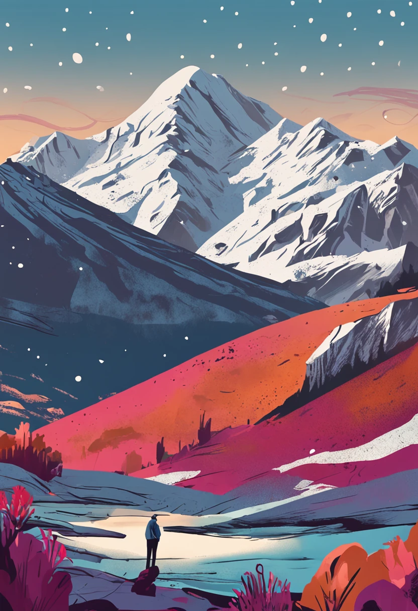 Snow-capped mountain views,Faraway view,The sky was covered with heavy snow,The remote is a white snowy mountain