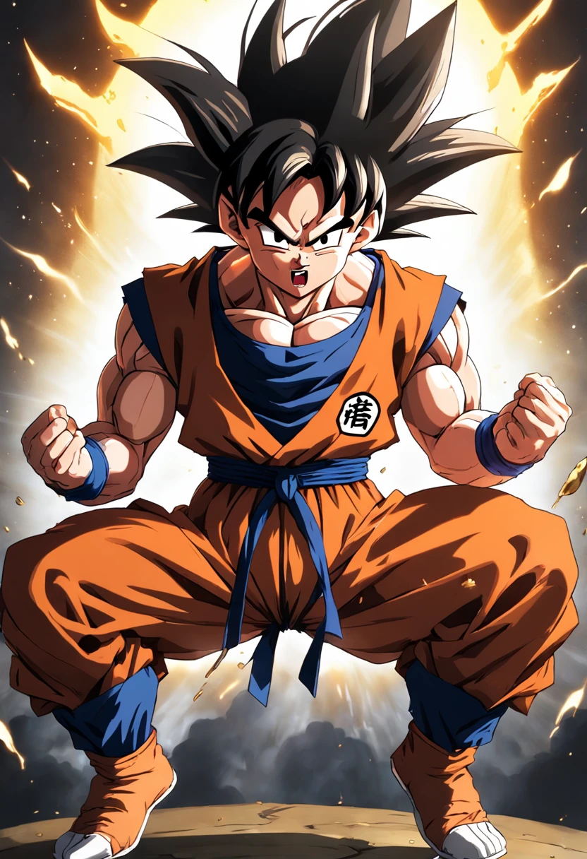 Dragon Ball Goku,Great ape,full body portrait,of a real,Facial features are carefully depicted,Realistic skin texture,Dark style,depth of fields,high light,Real light,Ray traching,oc rendered,Hyper-realistic,best qualtiy,8K,Works of masters,super-fine,Detailed pubic hair,Correct anatomy,sharp focus on eyes,Bokeh,Facial features are carefully depicted, in a restaurant kitchen, looking for an empty plate. Goku Disfrutando de Fideos Chinos en un Restaurante" Description: En un restaurante acogedor con toques orientales, Goku, el famoso guerrero saiyajin, se encuentra en la cocina, rodeado de aromas deliciosos. Dressed in his iconic martial arts uniform, Goku is sitting on a high stool in front of a kitchen counter.. A cup of steaming Chinese noodles rests in front of him, mientras sostiene los palillos con destreza. With a smile of anticipation, Goku se dispone a saborear los fideos con entusiasmo. His fellow Z warriors meet at a nearby table, Observing with amusement his encounter with terrestrial cuisine. Behind him, los chefs del restaurante, ataviados con sus uniformes tradicionales, They watch with admiration the legendary fighter as he enjoys the meal. The atmosphere is full of warmth and camaraderie, despite the epic adventures that Goku and his friends regularly face. Soft lighting enhances the scene, making the colors of the ingredients and the decoration of the restaurant shine with a cozy luminosity. La imagen captura un momento inusual y relajado en la vida de Goku, showing his most human side while enjoying an earthy meal in the midst of his amazing exploits.