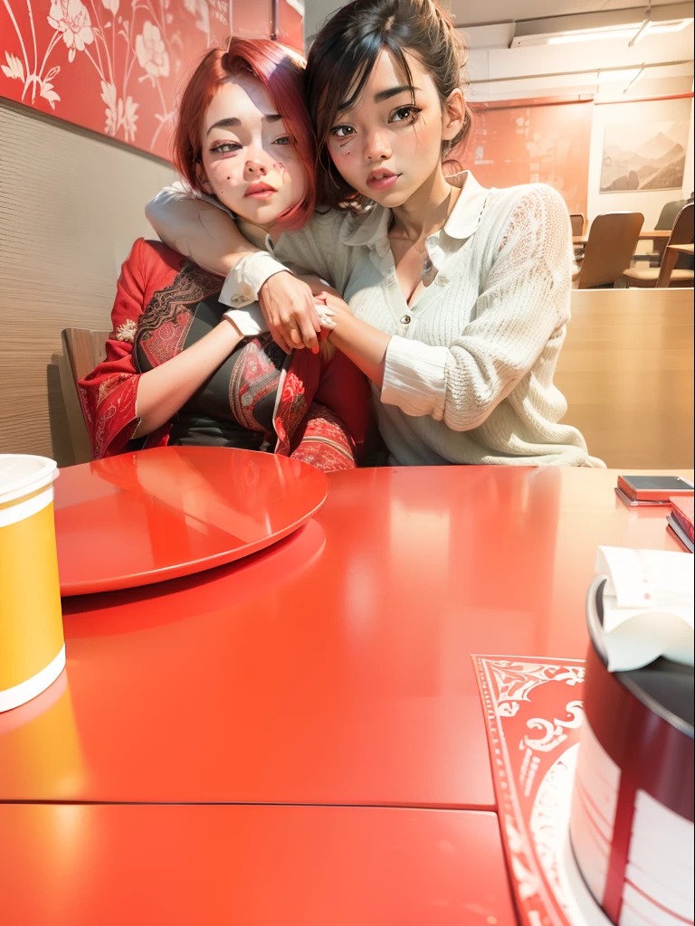 A red table and bacground change