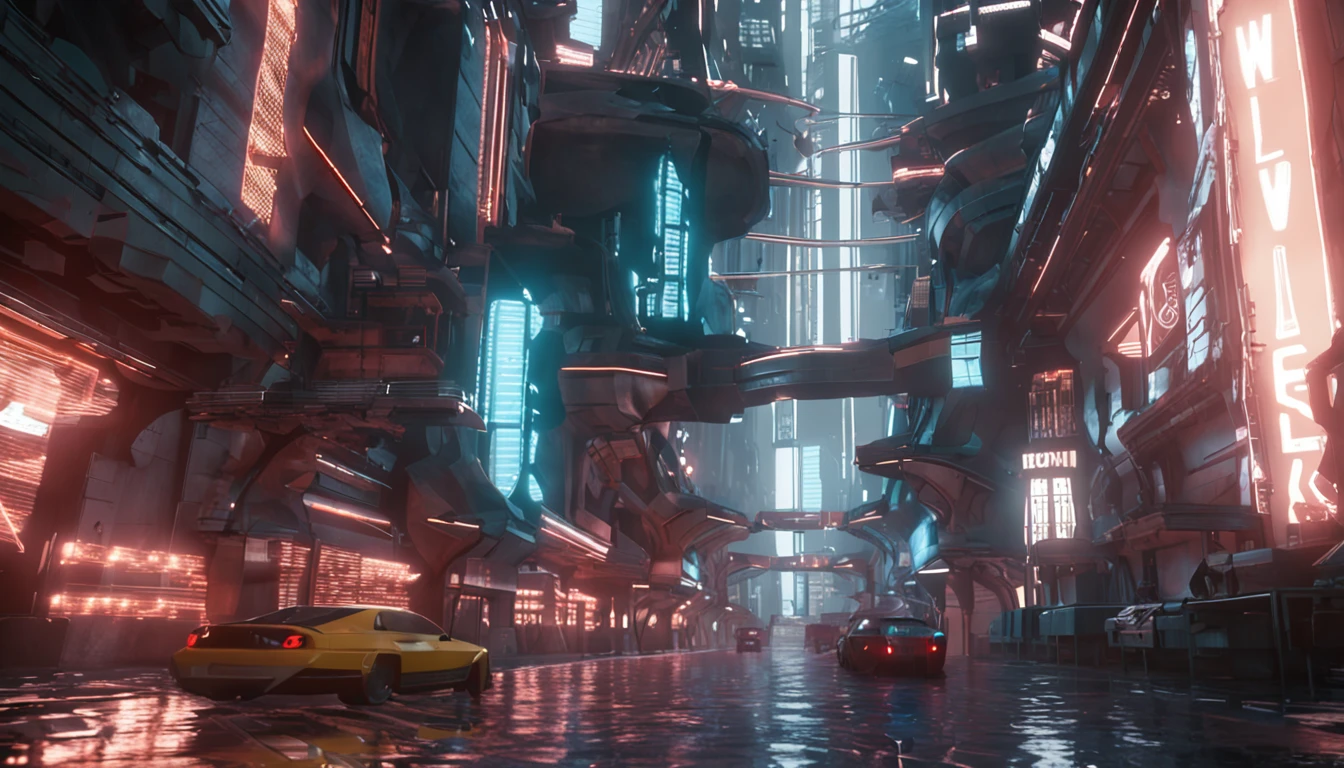 a concept art of a futuristic sci fi Bladerunner city, beautiful realistic atmosphere, environment, people, detailed, realistic, concept art, unreal engine 5, structure, sci-fi, urban, ray tracing, CGI, perfect visuals, lighting, smooth, movie, screen-space reflections, ambient occlusion, scenes, aesthetics, bloom, shadows, perfectly drawn, building textures, cinematic, sharp edges, hdr effect, 3d building models, blender 3d, asset library, Computer graphics software, artstation, realism, stores, business, busy