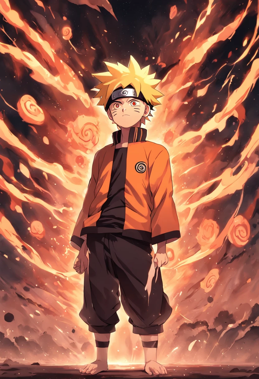 design de camisetas, naruto uzumaki, master part, vetor, colorida, flat illustration, fundo preto