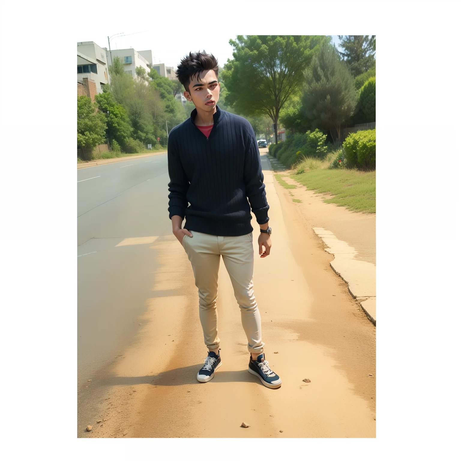 Black studio background with red and blue lighting in face, make fave to cartoon avtar