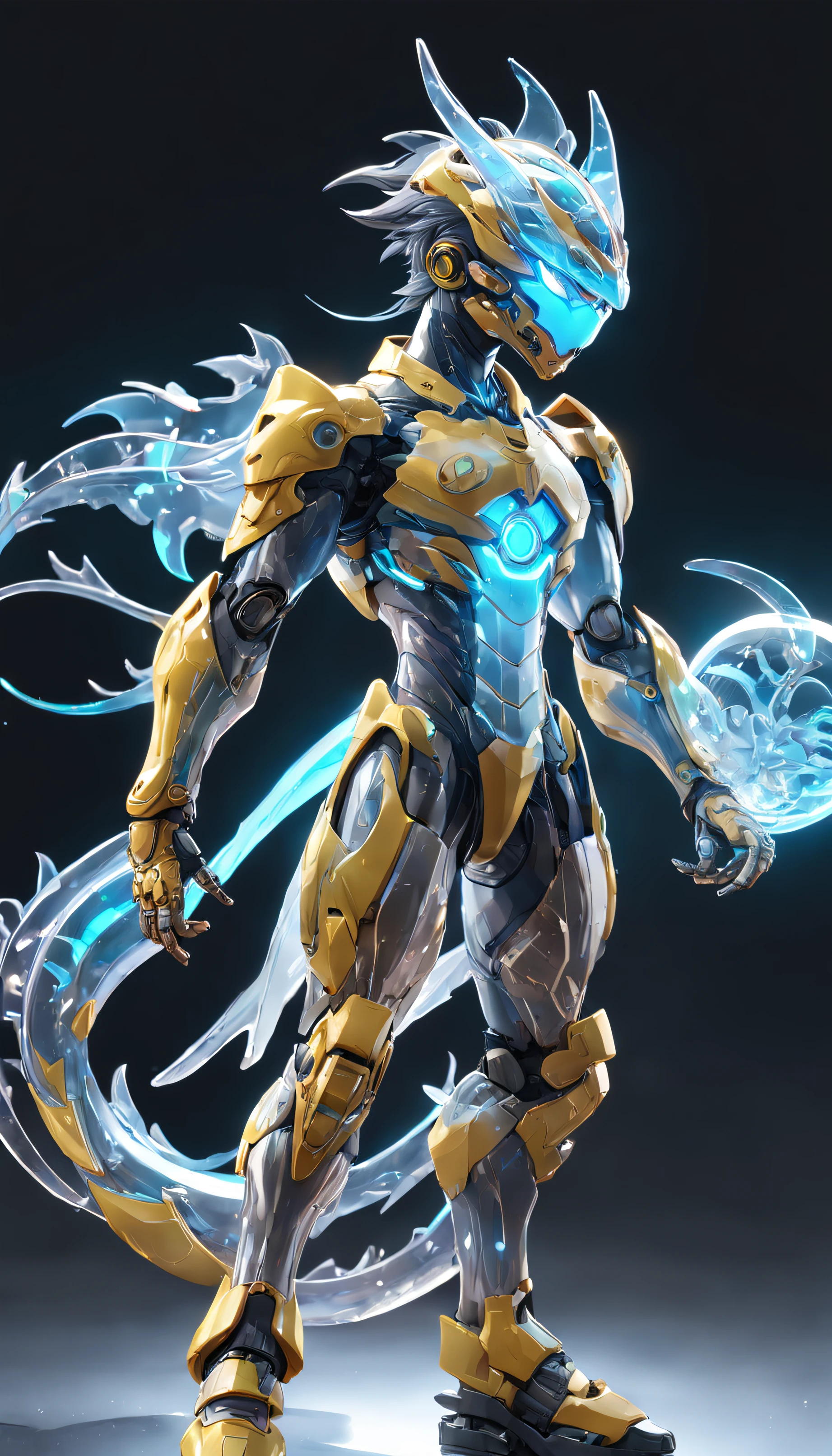 chinesedragon, (Blind box toy style:1.2), (Full body shot) , 1 Transparent Boy,Behind him is a transparent Chinese dragon, Transparent mech, Exquisite helmet:1.2, Luminous goggles:1.2, Cyberpunk, dreamy glow, luminous neon lights, Clean, White background, ( Global illumination, Ray traching, hdr, unreal render,reasonable design, high detal, Masterpiece, Best quality, hyper HD, Cinematic lighting)