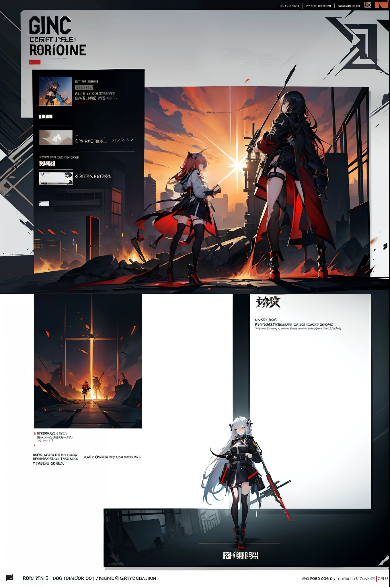 anime characters are fighting with a giant weapon in a dark room, from arknights, from girls frontline, detailed key anime art, fine details. girls frontline, guilty gear art direction, from the azur lane videogame, arknights, epic light novel art cover, girls frontline universe, guilty gear art style, guilty gear strive splash art, anime machine gun fire
