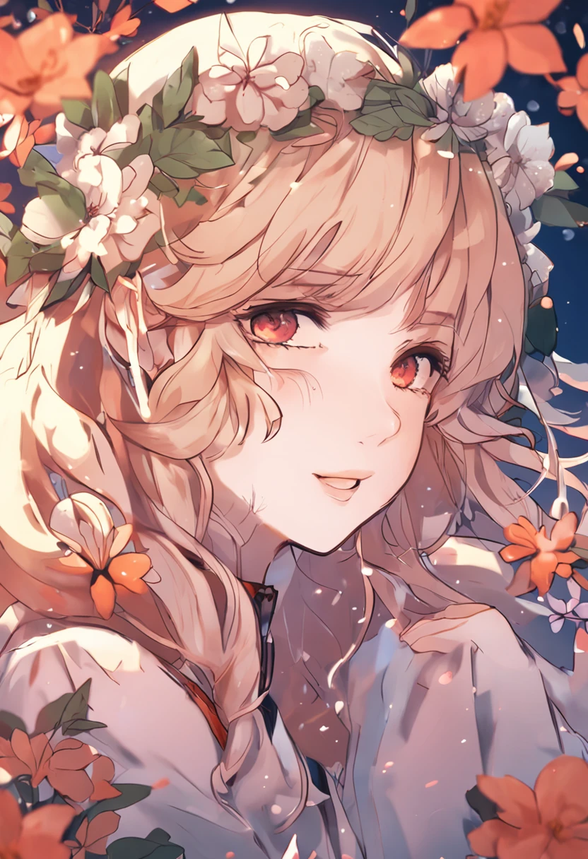 Anime girl with flowers in her hair looking at snow, anime girl profile, a beautiful anime portrait, Guviz-style artwork, Guviz, Stunning anime face portrait, Beautiful anime face, anime girl portrait profile, detailed portrait of an anime girl, Beautiful anime girl, Beautiful anime, Beautiful anime artwork, portrait anime girl, Anime art wallpaper 4k,9,9 emoji packs,9 poses and expressions