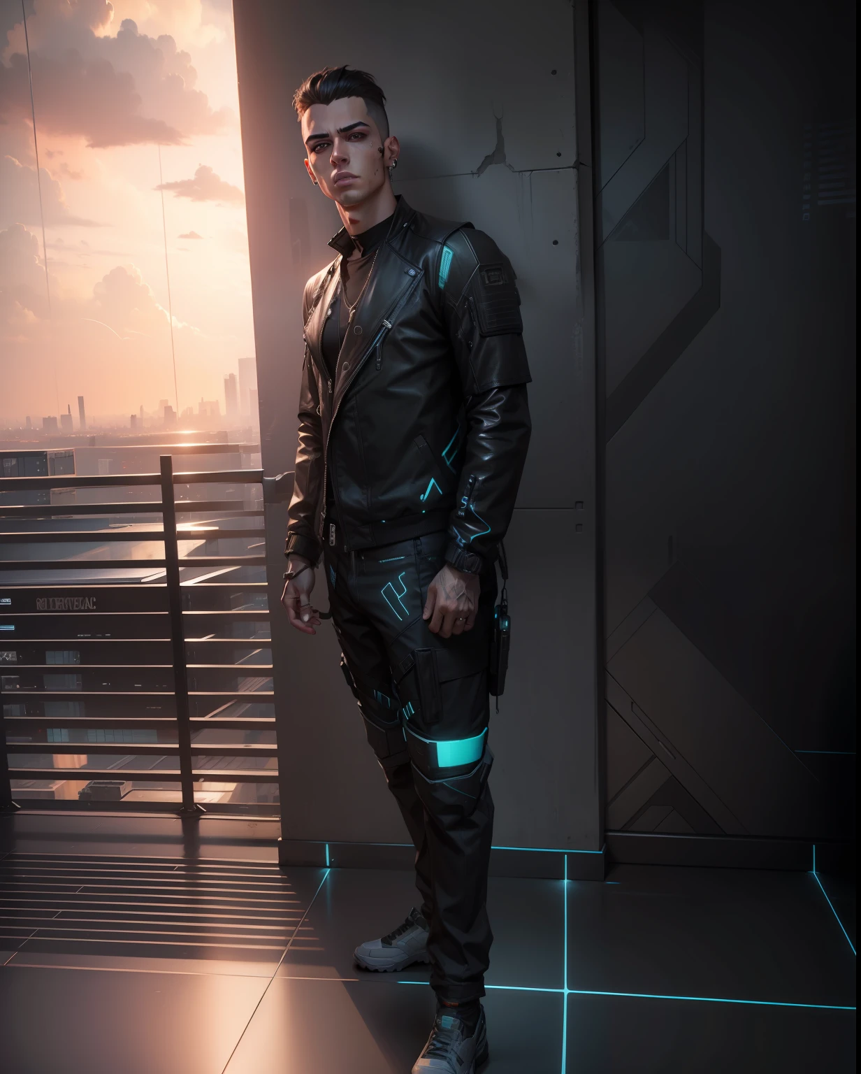 Change background cyberpunk handsome boy , realistic face , 8 k , ultra realistic