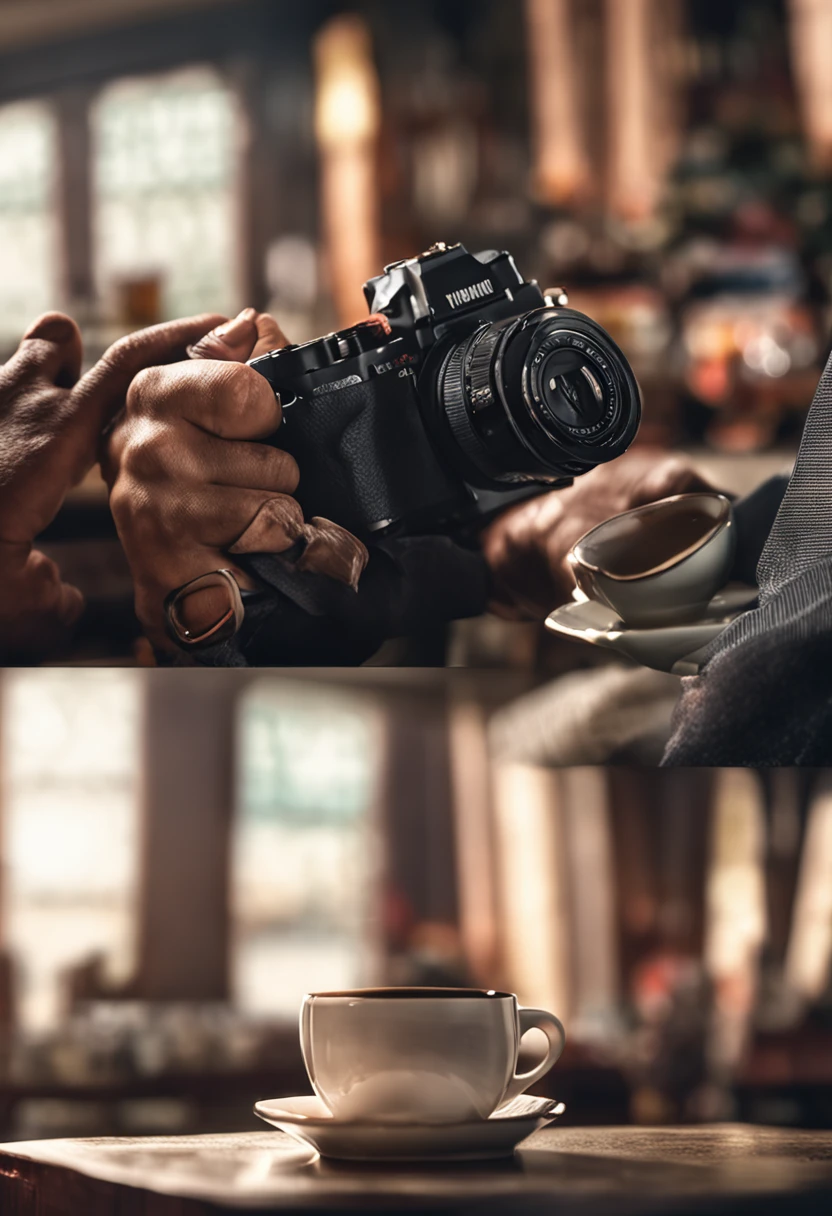 One Man、25-year-old and slightly muscular man in a long-sleeved white shirt and tie、drinking a cup of coffee、Soft lighting、masterpiece、top-quality、8k UHD、Digital SLR、film grains、Photorealistic pictorial art of Fujifilm XT3 by Midjourney and Greg Rutkowski
