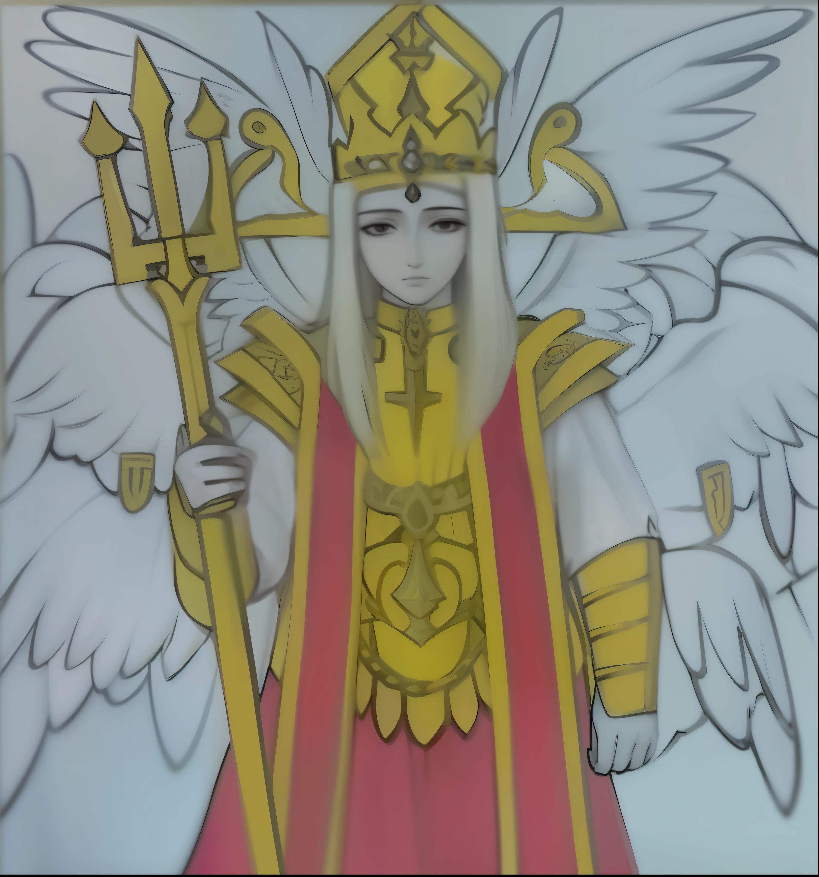 Painting of a woman with a crown and a sword in her hands, O Deus Imperador da Humanidade, Arcanjo Miguel, inspirado no Mestre da Lenda de Santa Luzia, as a mystical valkyrie, arcanjo, lord of change, O Deus Atena, inspirado por Li Chevalier, mystical atlantean valkyrie, Deusa da Raiva, Armadura Dourada Angelical