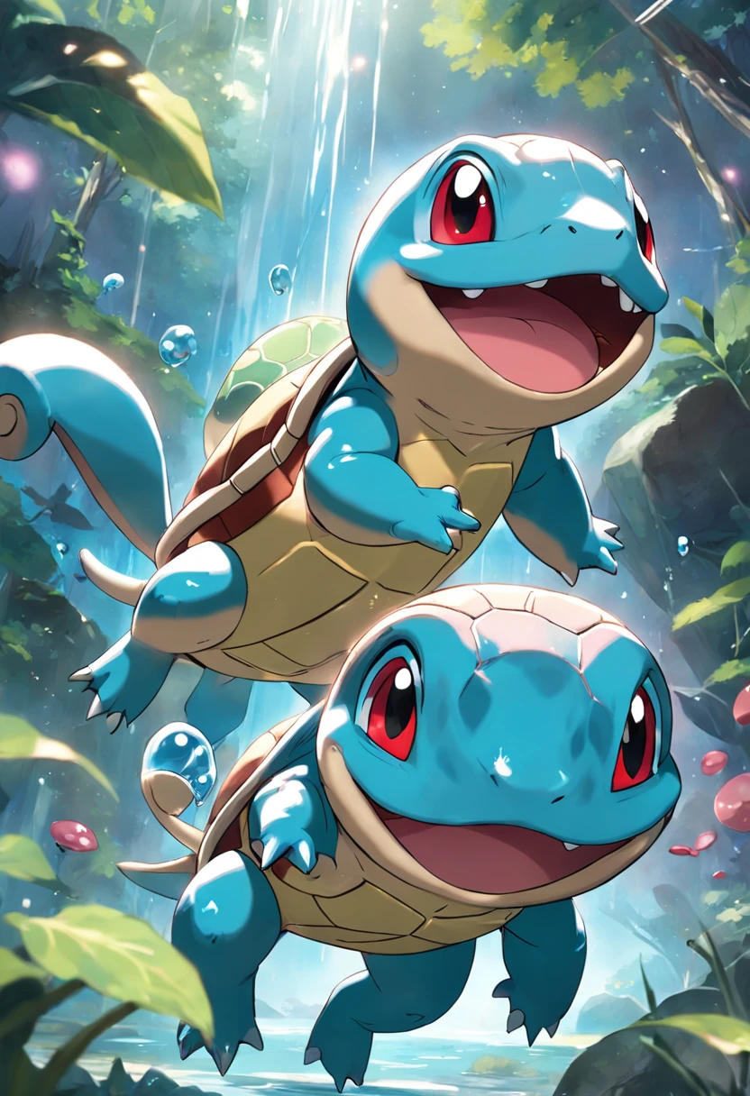 Squirtles are playful and cute，Liveliness and agility，Hard carapace，red blush，sparkling big eyes，cute little。(Squirtle:1.5)