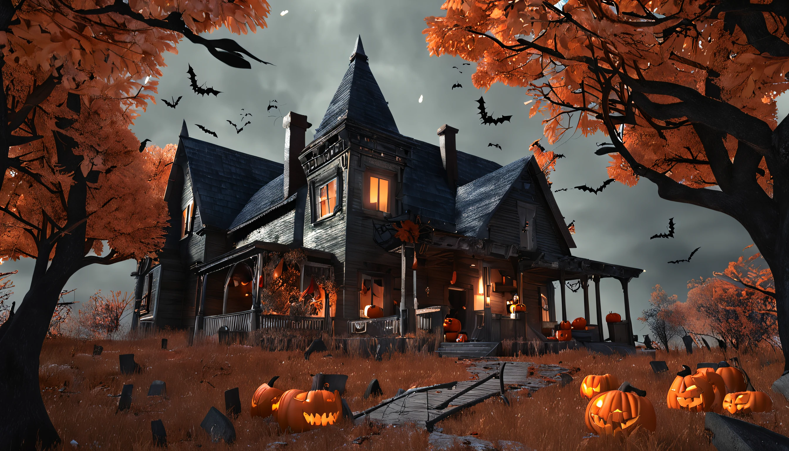 Halloween，femele，the witch，squash，borgar，Bat，broom，Flying in the sky，the woods