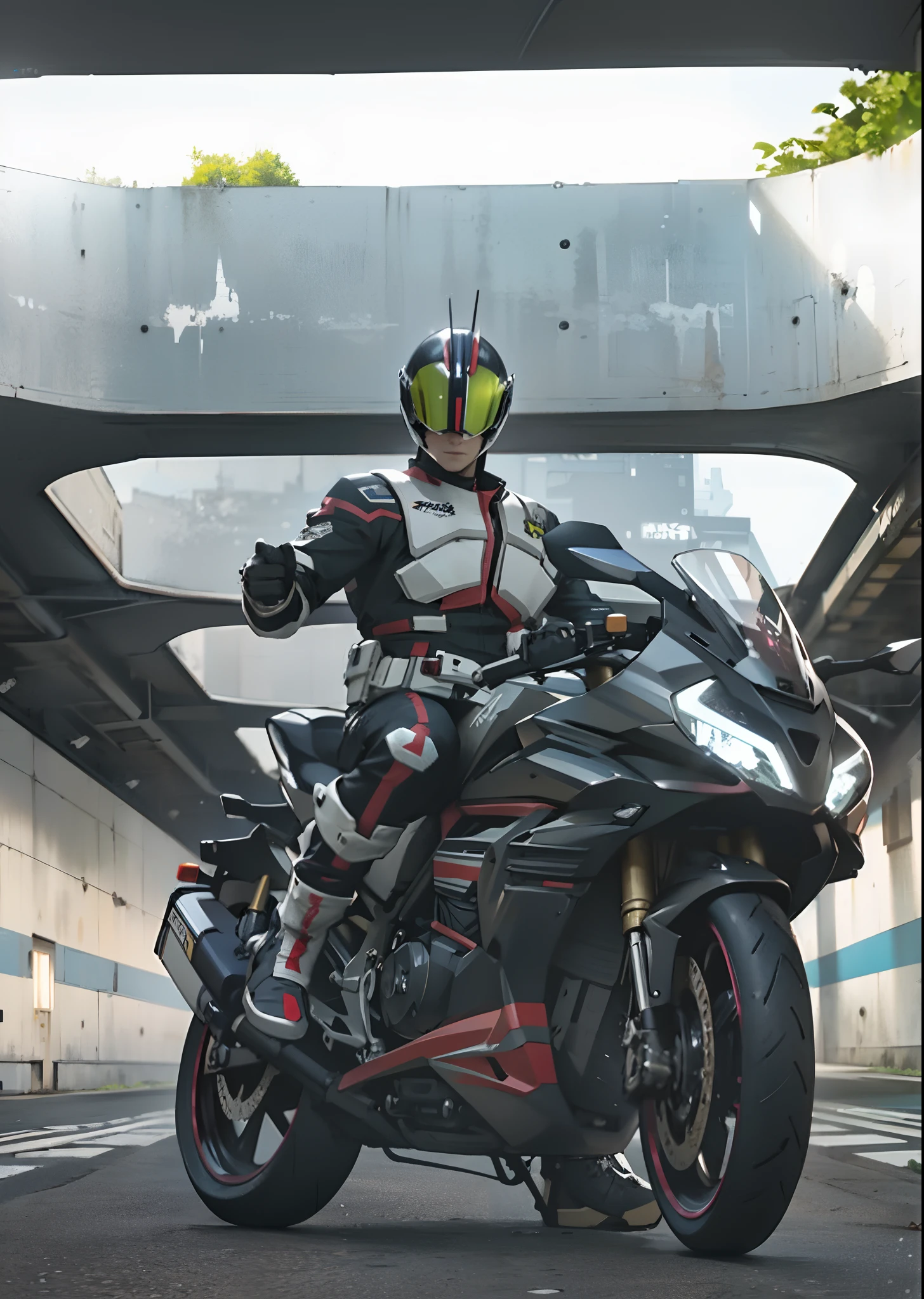 1boys,motorcycle helmet,Arai full helmet,Kamen Rider 555,Motorcycle riding armor,The Car,guido,Gray sky,groundvehicle,shelmet,holding helmet,Motor vehicles,the motorcycle,motorcycle helmet,On a motorcycle,exteriors,police officers,Riding,Wagas,the scooter,cel shadow,Lone,the street,tires,Vehicle focus,wheels