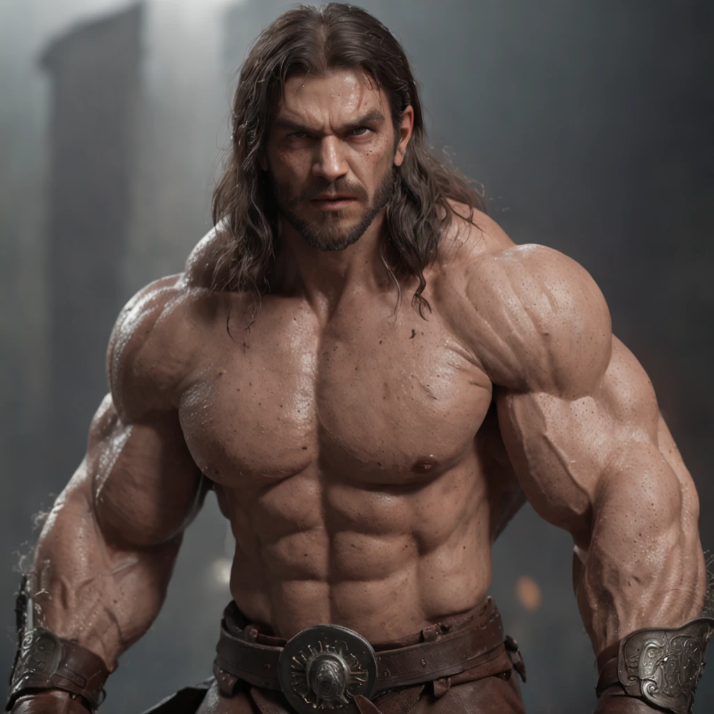(professional 3d render:1.3) af (Realistic:1.3) most beautiful artwork photo in the world,Features soft and shiny male heroes, ((Epic hero fantasy muscle man rough wet hero angry look long hair short beard and ferocious expression in dynamic pose, Fantastic location, Majestic cluttered environment)), full body 8k unity render, action shot, skin pore, very dark lighting, heavyshading, Detailed, Detailed face, (vibrant, photograph realistic, Realistic, Dramatic, Dark, Sharp focus, 8K), (Old leather garments damaged by weathering:1.4), ((((Wear fur)))), (Intricate:1.4), decadent, (Highly detailed:1.4), Digital painting, rendering by octane, art stations, concept-art, smooth, Sharp focus, illustration, Art germ, (loish:0.23), wlop ilya kuvshinov, and greg rutkowski and alphonse mucha gracias, (Global illumination, Studio light, volumettic light), heavy rain, particles floating, lotr, fantasy, elf, full bodyesbian, ((Dark and ancient city background:1.3)),CGSesociety,art stations
