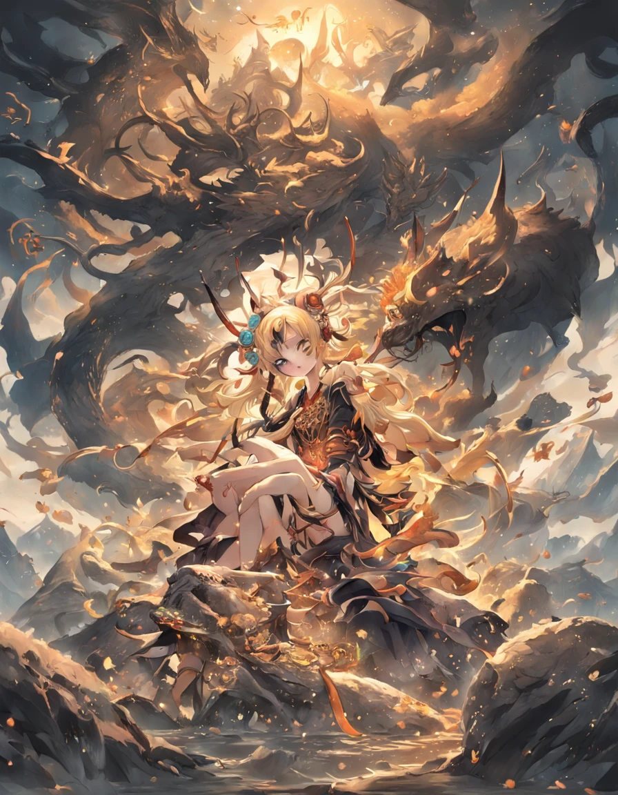 超A high resolution,surrealism,Dream-like,fusionart,shadow magic,darkness control,Shadow steps,Mountain and Sea Sutra,mito,Shirasawa,Kunpeng,fenghuang,Golden Crow,Bi Fang,chaos,Teng Snake,Ying Long,gourmand,Fierce,Zhu tired,Poor odd