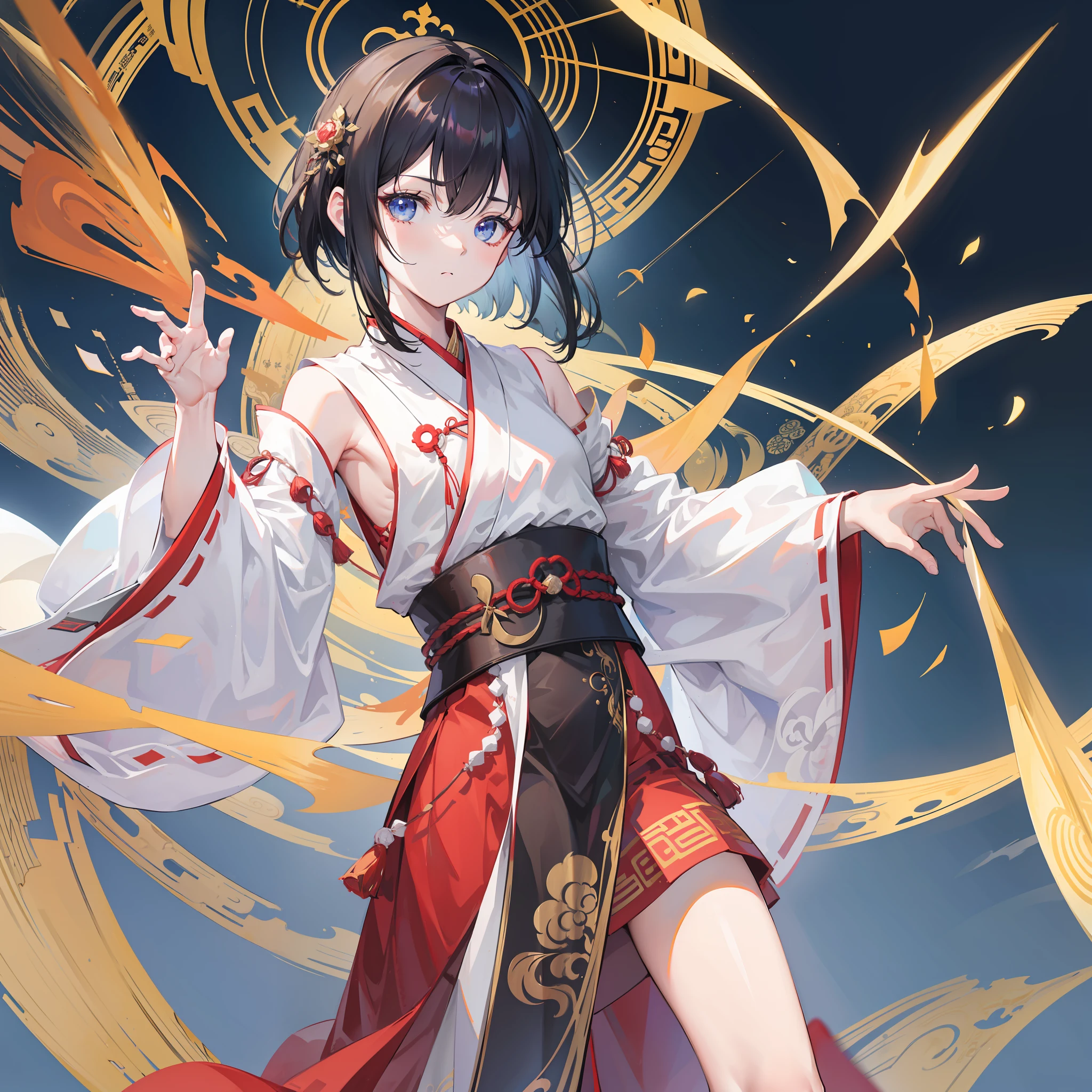 Hanfu,Libido boy,Young Taoist,with short black hair,(RAW photos,best qualtiy),(realisticlying,photograph realistic:1.3),best qualtiy,highly detailed,tmasterpiece,Hyper-detailing,illustratio,1boys,full bodyesbian,Standing motion,dynamic angle,Masterpiece Theatre of the World,Messy_Long_Hair,best qualtiy,extremely detailed CG unity 8k wal,ink,astounding,cinmatic lighting,lens_flare,,dunhuang_Style