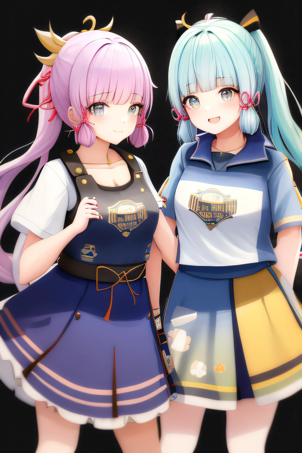 A group of cute idol girls wearing T-shirts with Dories' names on them. Hi-Res, top-quality, a smile,