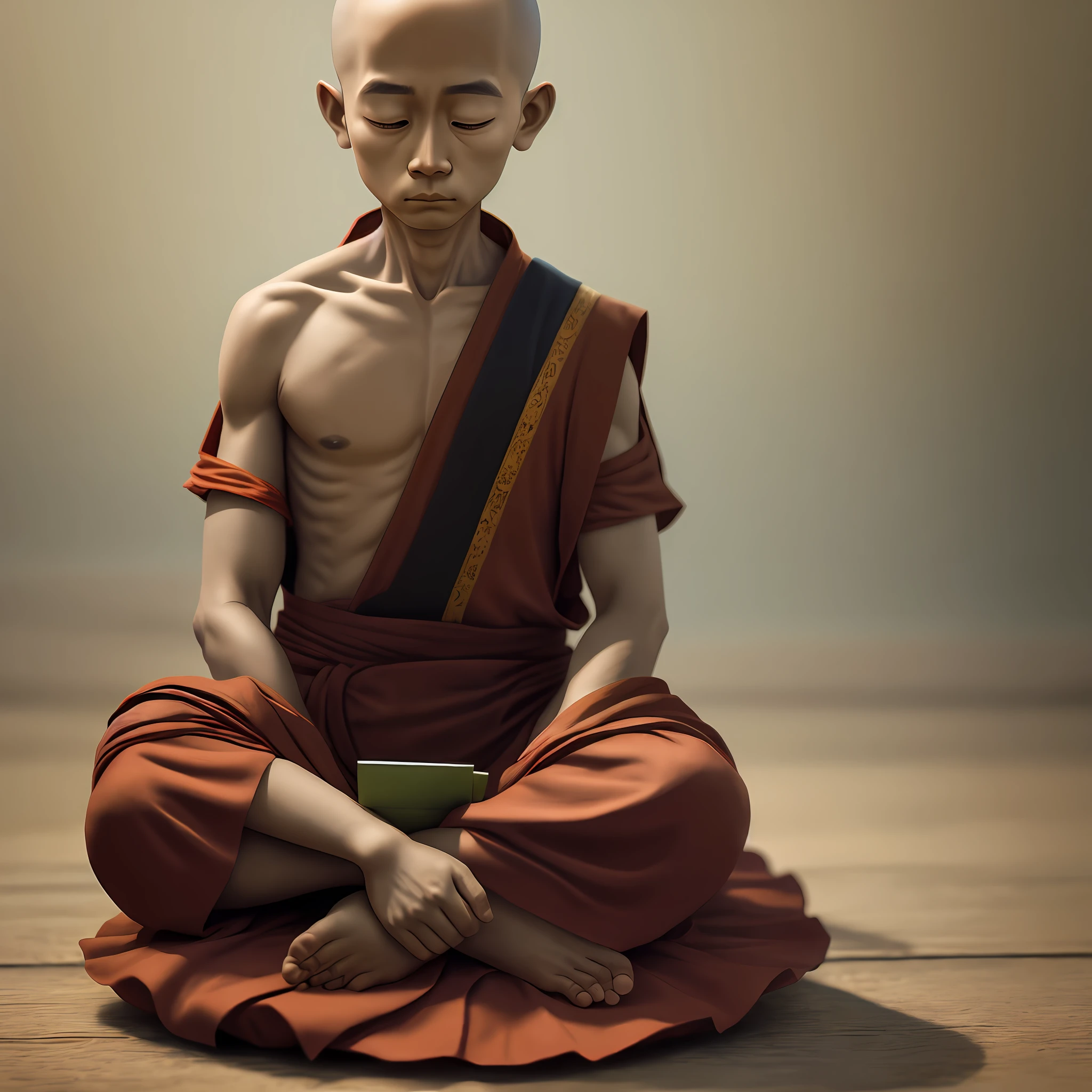 A little monk who meditates