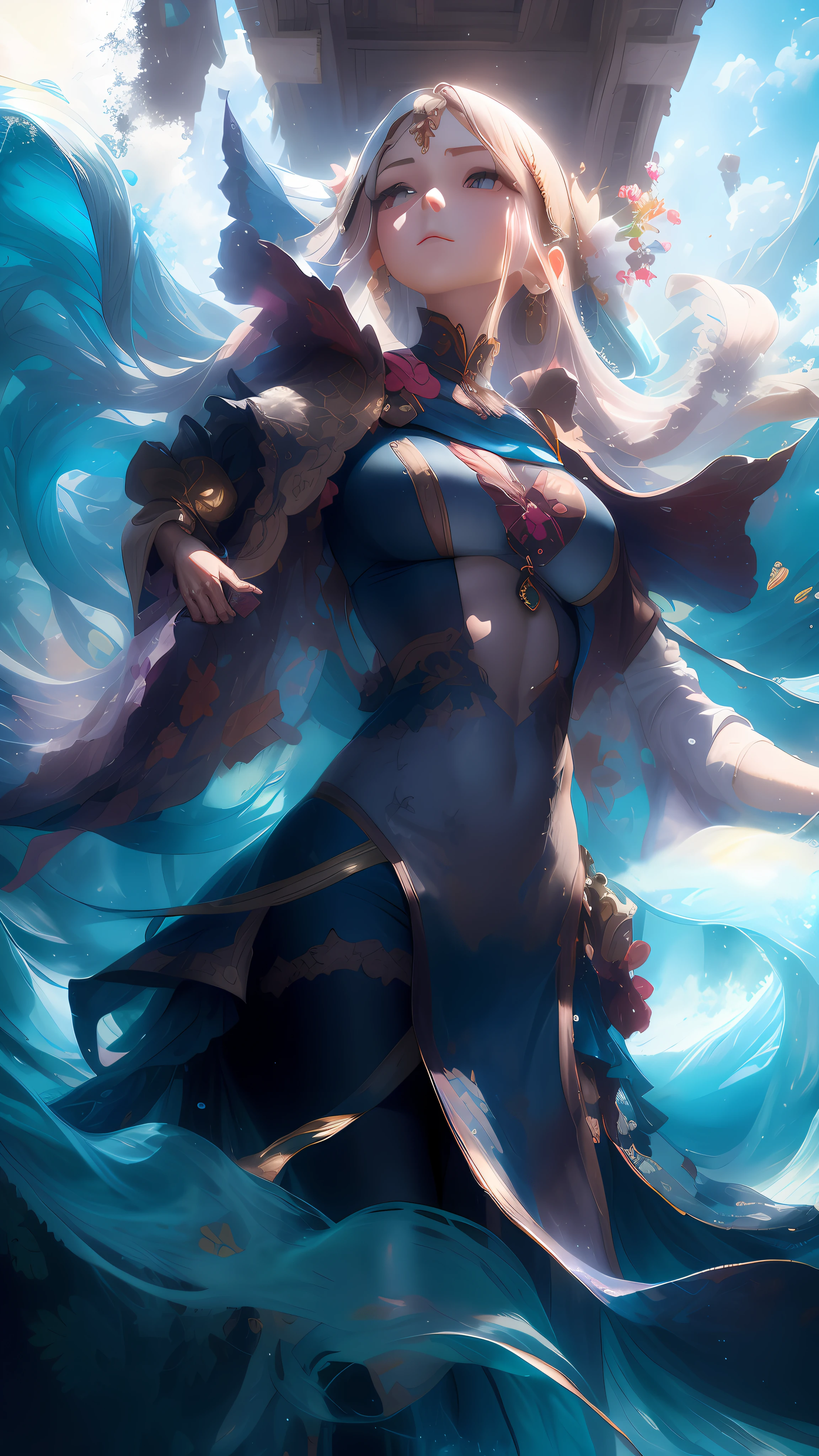 Anime - Stylistic image of a woman in a blue dress and a flowing dress, artgerm julie bell beeple, Kushatt Krenz Key Art Women, wlop rossdraws, Phlegm sputum, phlegm | Art germ, Phlegm phlegm art, art by wlop, wlop and rossdraws, Ross Tran 8 K, concept-art | Art germ