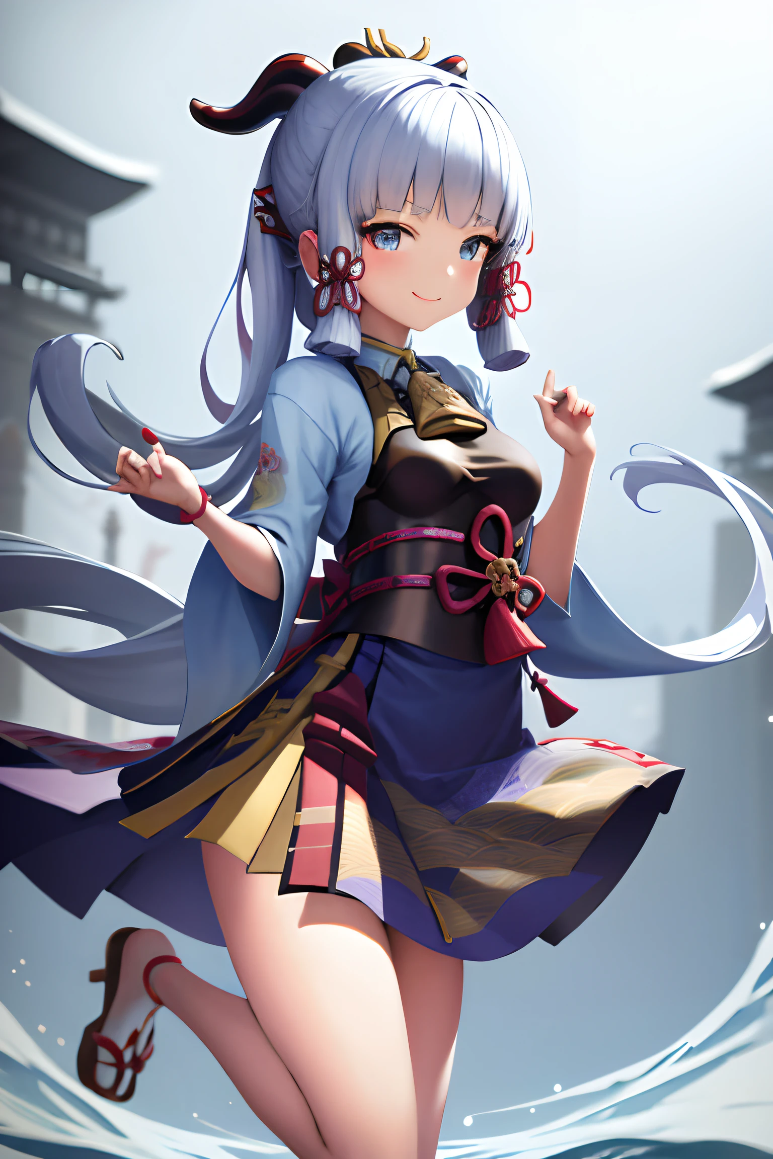 masterpiece, highres, best quality, 1girl solo, ganyu, smile, kimono, hentai