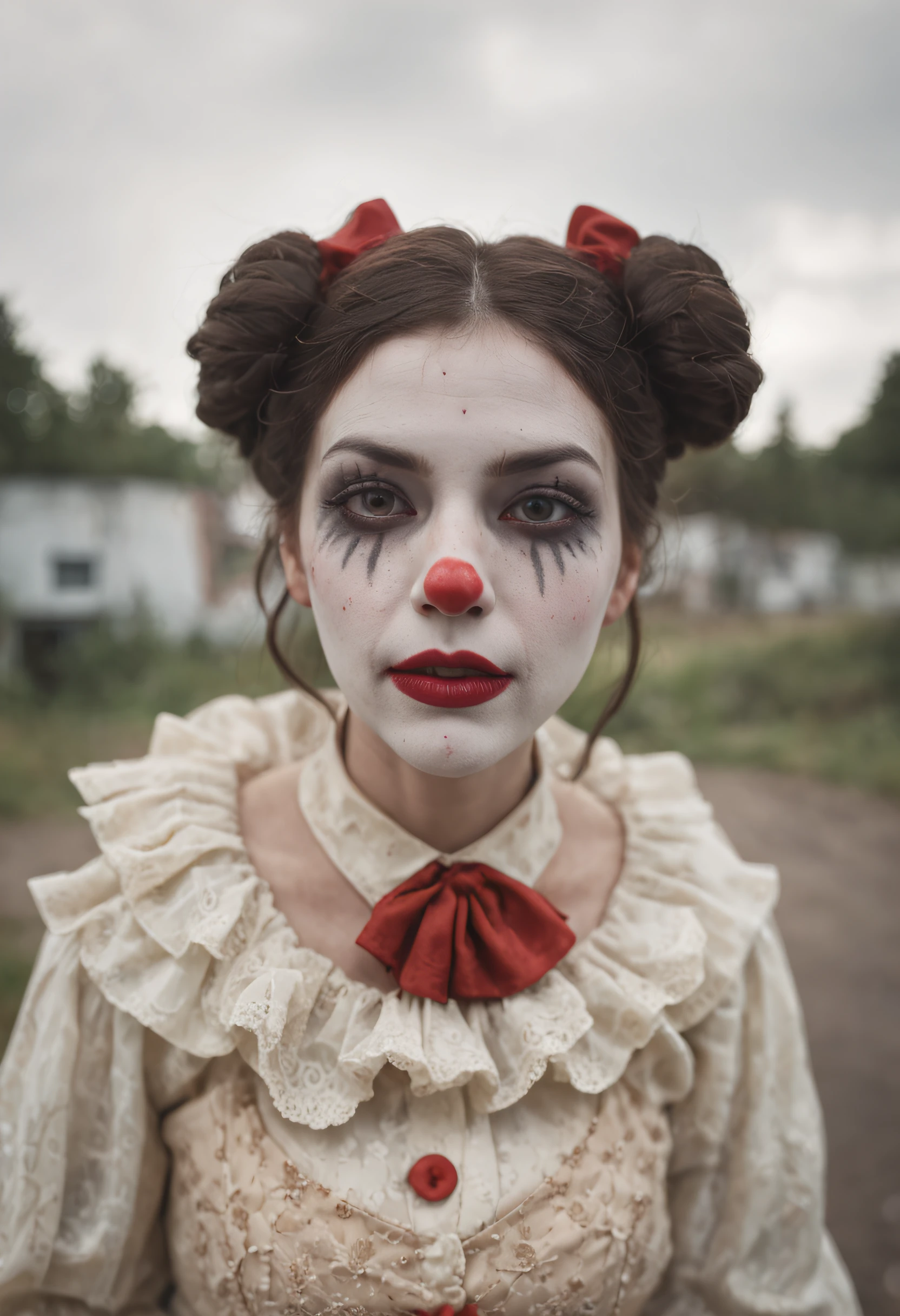 Nostalgic but unsettling photos、Images in a dream、uneasy、deep in the night、motel、Motel Area、Haze、clown、Particle、Grainy photo、Film Touch、horor、wide angles、wide-angle lens、