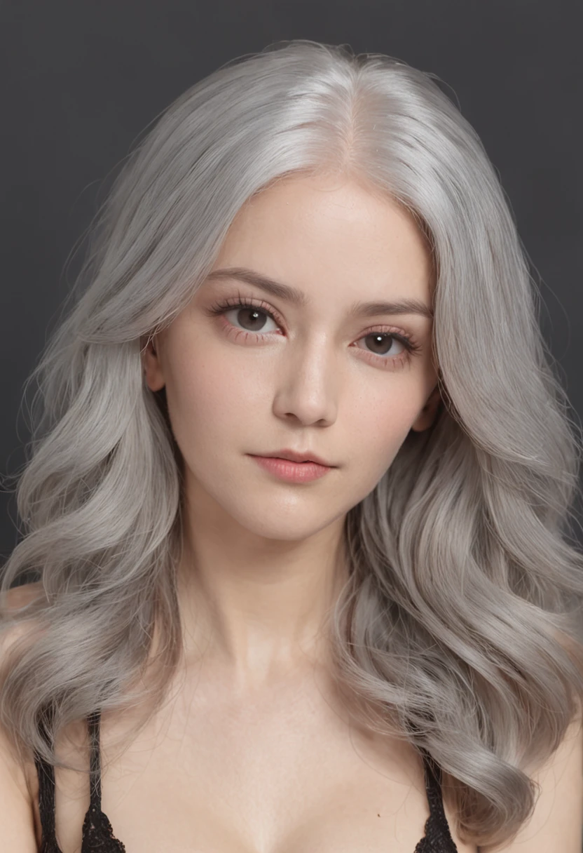 （（（1个Giant Breast Girl）），Ray traching，（dim murky lights），[detailedbackground（Bedrooms）），（（Silvery hair）），（（Silvery hair）），（（（（（Fluffy silver hair，plump and slender girl））Wears a high ponytail）））Avoid golden eyes in the ominous bedroom（（（（Girl wears white shirt，Black wrinkled skirt，Wear yours with black thick pantyhose），It shows a delicate and slender figure and beautiful curves，Correct limbs，sit on a bed，Super detail，Anatomically correct，ccurate，Physical coordination，Photo portrait，slender thigh，Full body photo