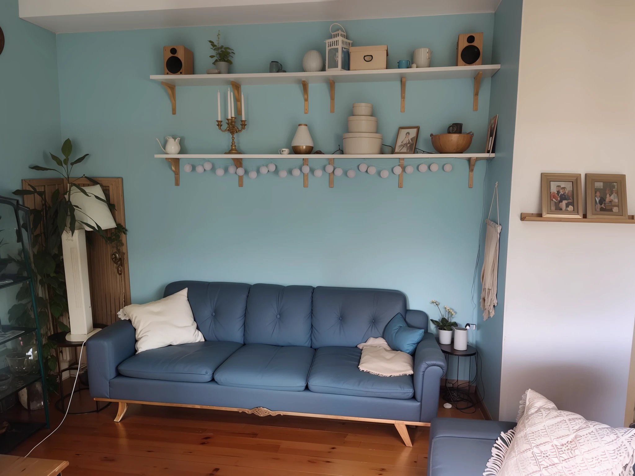 Kaputtes Sofa, türkisblaue Patina, schäbiger charm.