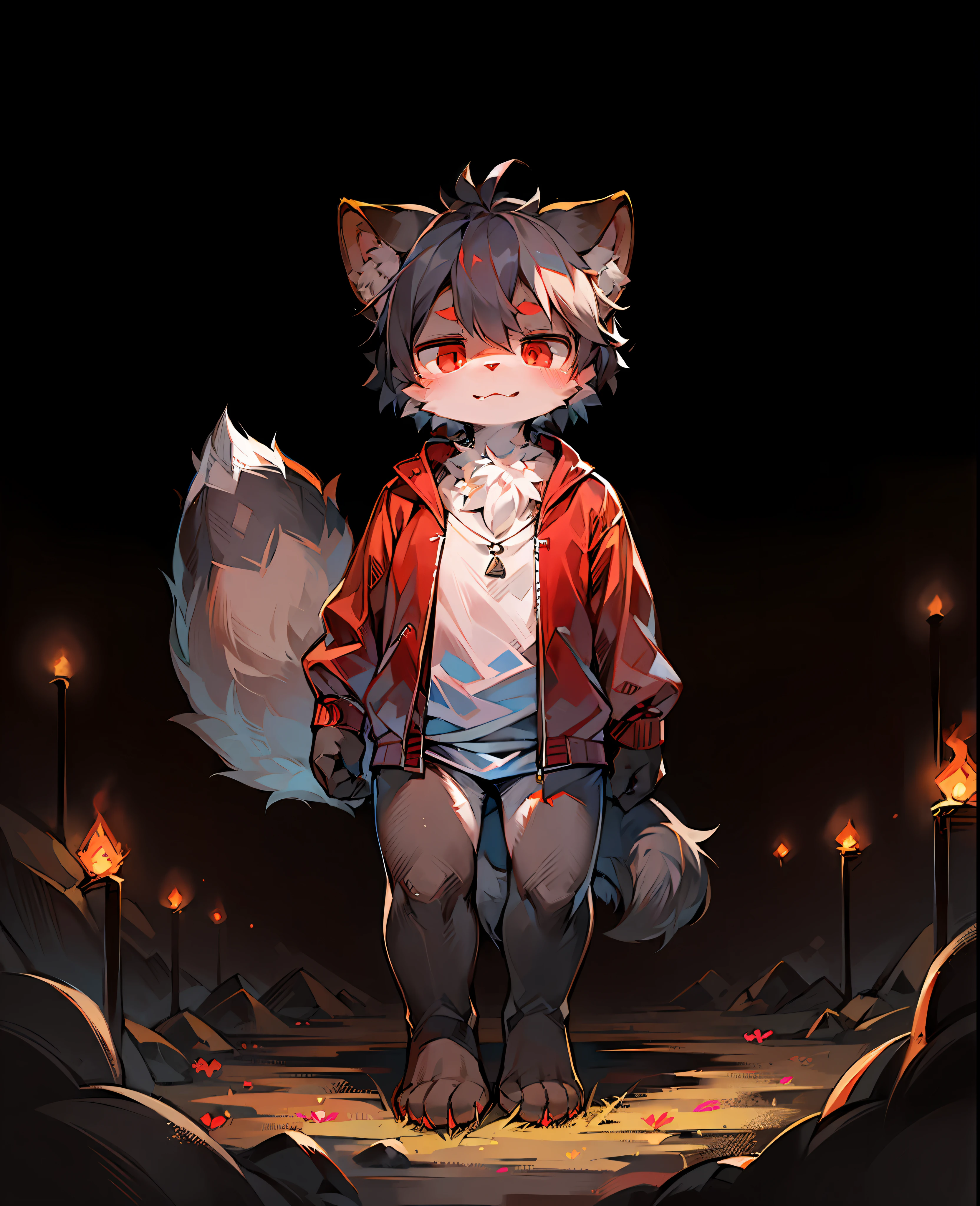 (Dark Environment:0.8),masterpiece,high quality,abstract res,digital painting\(artwork\), by dagasi, yupa,kiyosan,(anthro,fluffy fur,character focus:1.1),anthro male cat,short hair,portrait , eyes with brightness, Panoramic View, Character focus.(detailedbackground:0.7), shaggy, Hairy Male, Male focus, anthr,(Full Body Fur, Fluffy tail,Dark gray fur, red eyes, dark gray hair:1.2), (long canids)