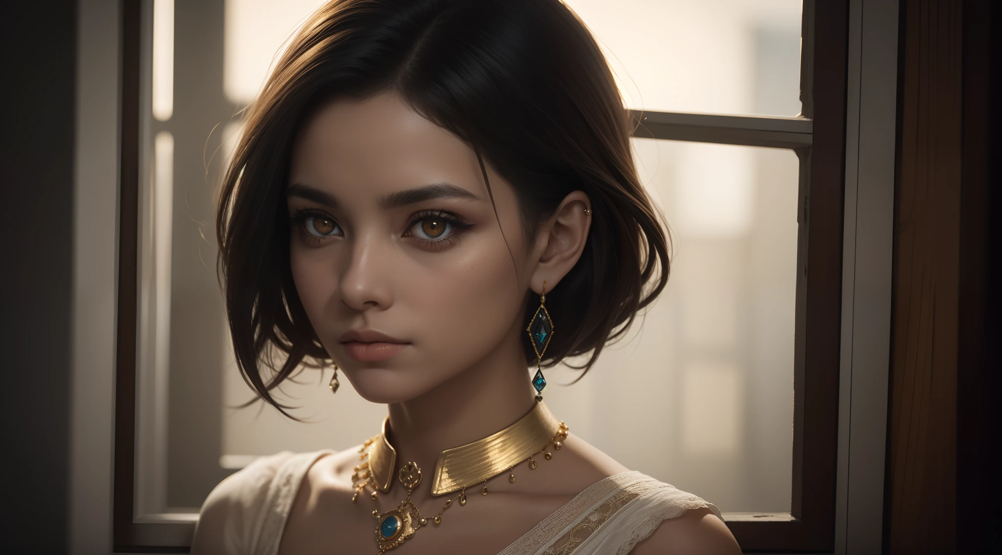 Masterpiece, absurdres,award winning photo, extremely detailed, amazing, fine detail, extremely detailed eyes and face, by lee jeffries nikon d850 film stock photograph 4 kodak portra 400 camera f1.6 lens rich colors hyper realistic lifelike texture dramatic lighting unrealengine trending on artstation cinestill 800 tungsten, (golden eyes:1.195)
SSAHC, a woman in a white dress made of beads and golden jewelery, wearing SSAHC, (((upper body picture)))