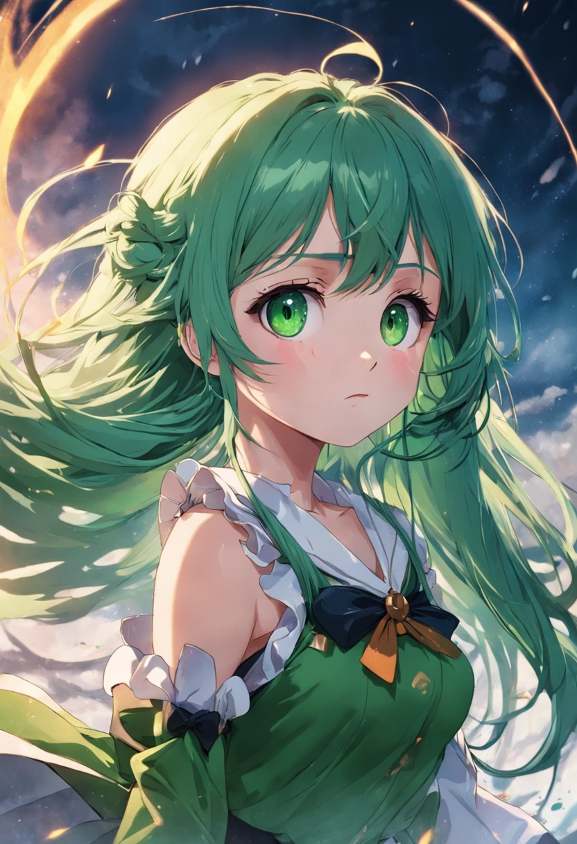 Fairy, fairytale, Green hair and green eyes,skirts, white background