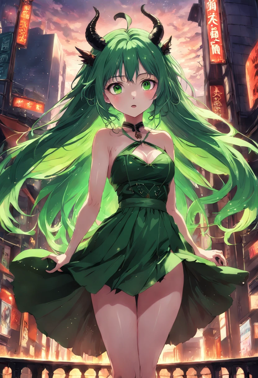 Fairy, mythology, Green hair and green eyes,skirts, devil
