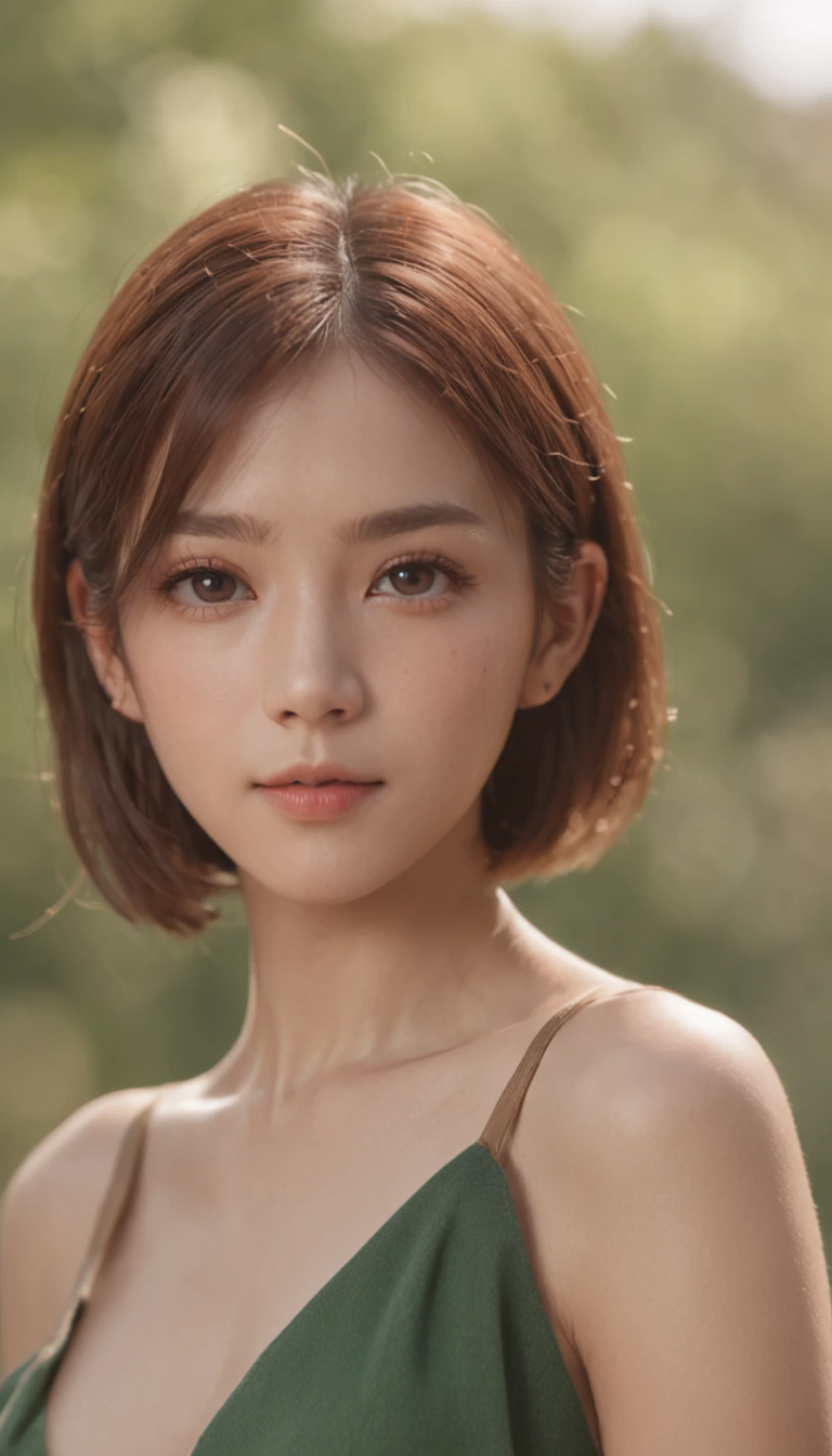 Realistic whole body "(((huge tit)))) Like Odette Juliet Annable , Beautiful fece, paler, Thin thickness, Small waist, (naked boobs), femele, Female 20 years old, angry looking face、Small eyes、Short hairstyle、Little fat woman、20yr old、A dark-haired、hide the chest with your hands、nakeness、Hair illuminated by the sun、hitornfreckles、tiny chest、Round butt、buttocks sticking out of underwear