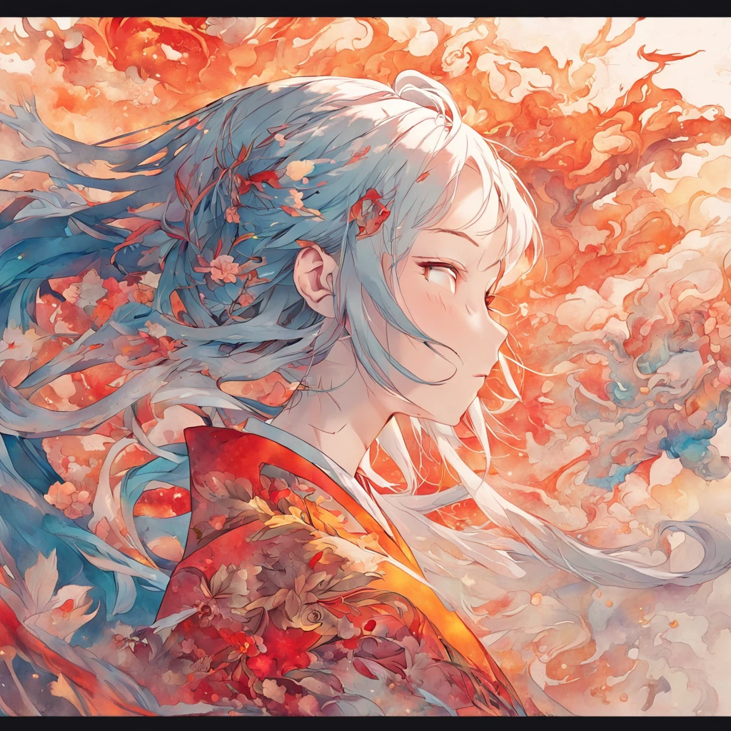 (White background:1.4),(Silhouette of a girl's head, Eyes closed, colorfull long hair, Oriental elements),(Chinese illustration:1.3,paper art:1.3, Quilted paper art:1.2),( reasonable design, Clear lines, High sharpness,Best quality, Very detailed, masutepiece, movie light effect, 4K )