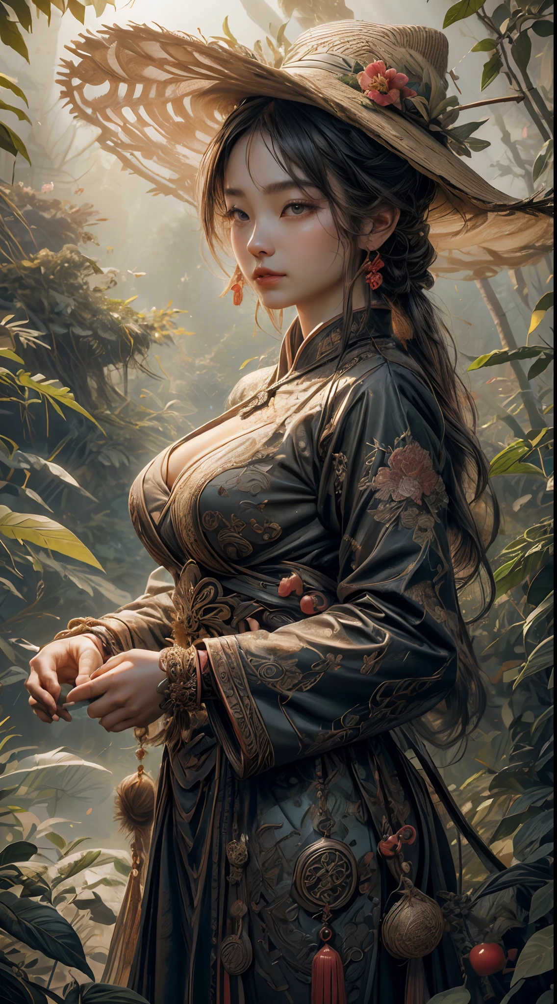 (high detail Chunky face), (PureErosFace), (plump body build), (very curvy), plus,(photoshot), pores, real skin, hair band, flying hair, (gray hair), ancient head ornament, hairpin, seductive, cynical look, affectionate eyes, glowing eyes, beautiful scene, shadow, backlighting, soft natural volumetric cinematic perfect light, film grain, zskuijia, chinese armor, sword, chinese architecture, grassland, tree, sexy, standing on the roof of the tallest traditional Chinese house.