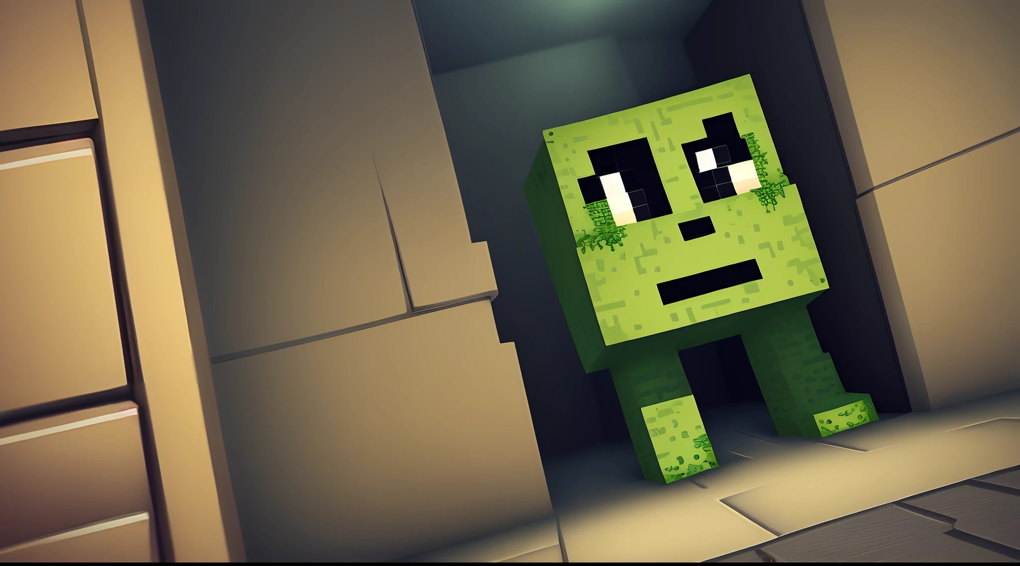 Minecraft Creeper is afraid