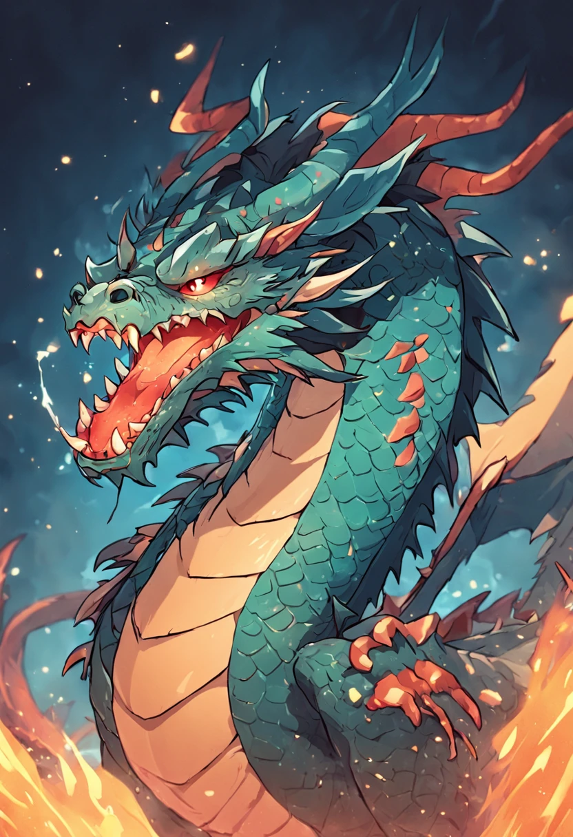 Cartoon dragon avatar, The character becomes the image of a dragon, Guochao illustration, Cute cartoon style, Tang costumes,