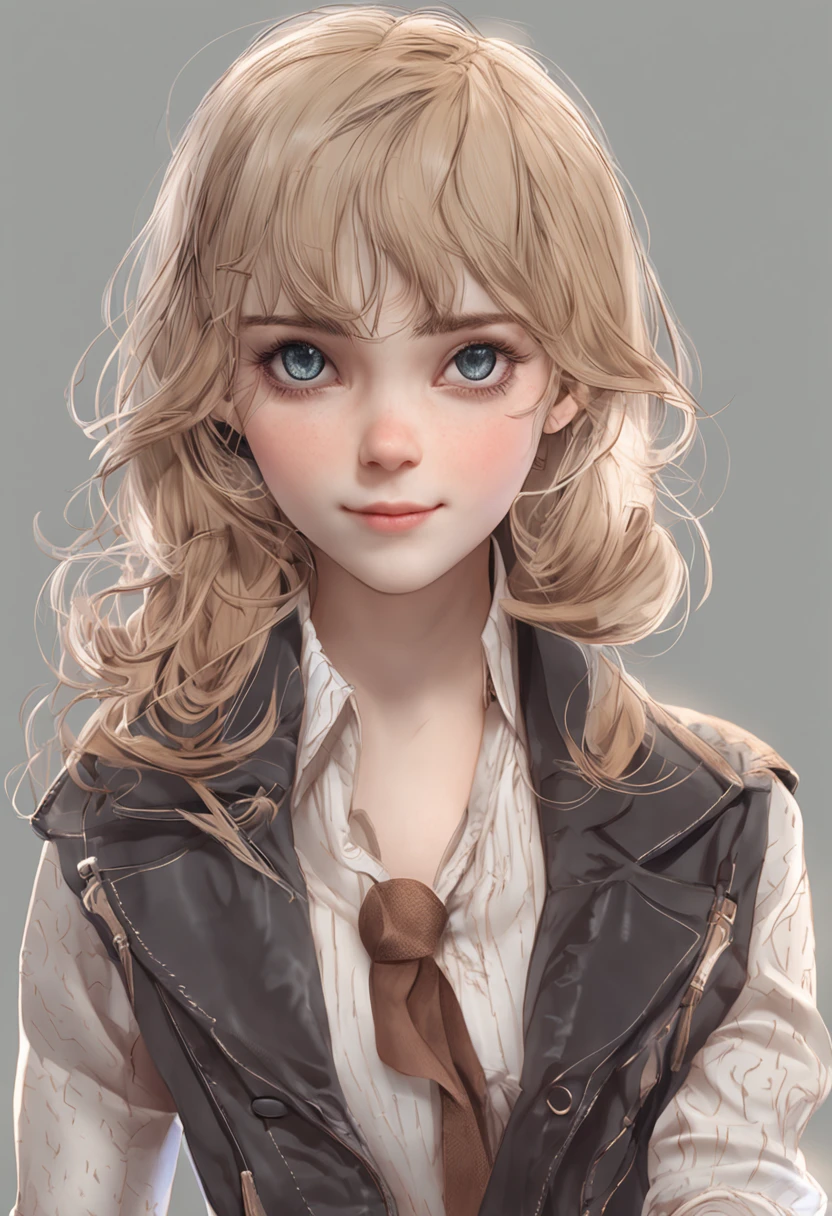 (Valency:1.5), ​masterpiece, top-quality, Raw foto, Photorealsitic, faces, frontage, beautiful a girl, cute little, shorth hair, depth of fields, hight resolution, ultra-detailliert, detaile, ighly detailed, extremely detailed eye and face, Sharp pupils, Realistic pupils, foco nítido, Cinematic lighting, Office Suits
