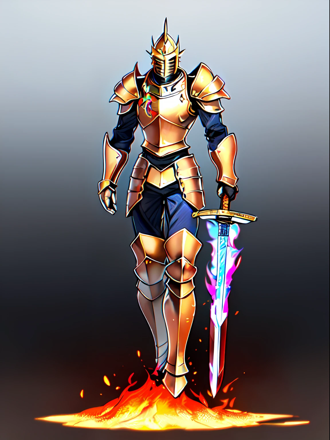 royal knights,(solo:1.3),(Alloy armor:1.3),(Sword of Flame:1.3),(Overcome the odds:1.3),(full body:1.25),mighty，dignified ，HighestQuali，Highest image quality，4 k hd wallpaper，Best texture