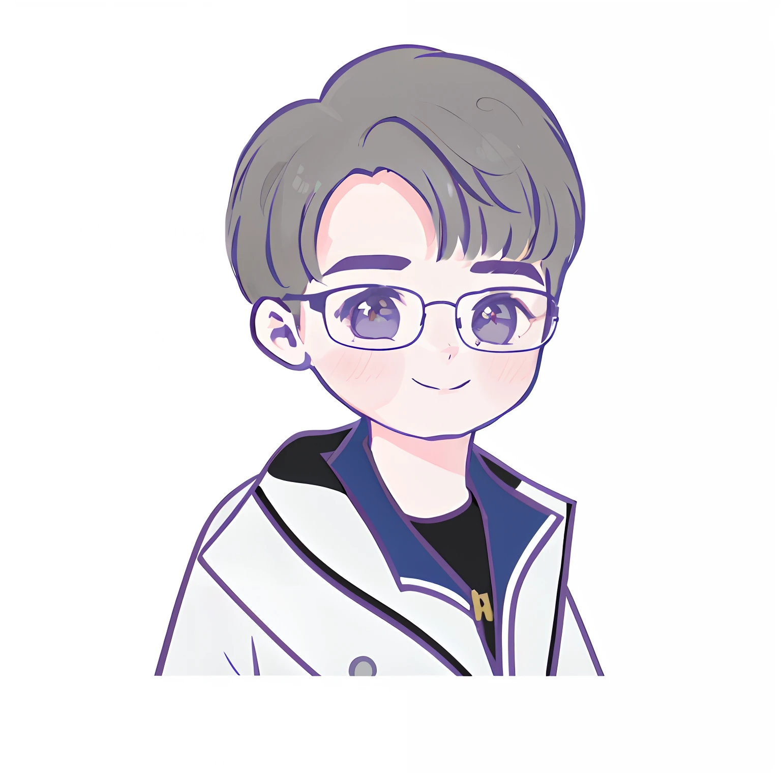 Close-up of a man in glasses and a white coat, portrait of kpop idol, with short hair, With glasses, Inspired by Bian Shoumin, live2d virtual youtuber model, wears glasses, inspired by Kim Myeong-guk, park jimin, young anime man, ( ( eye glass ) ), character portrait of me, cute character, official fanart