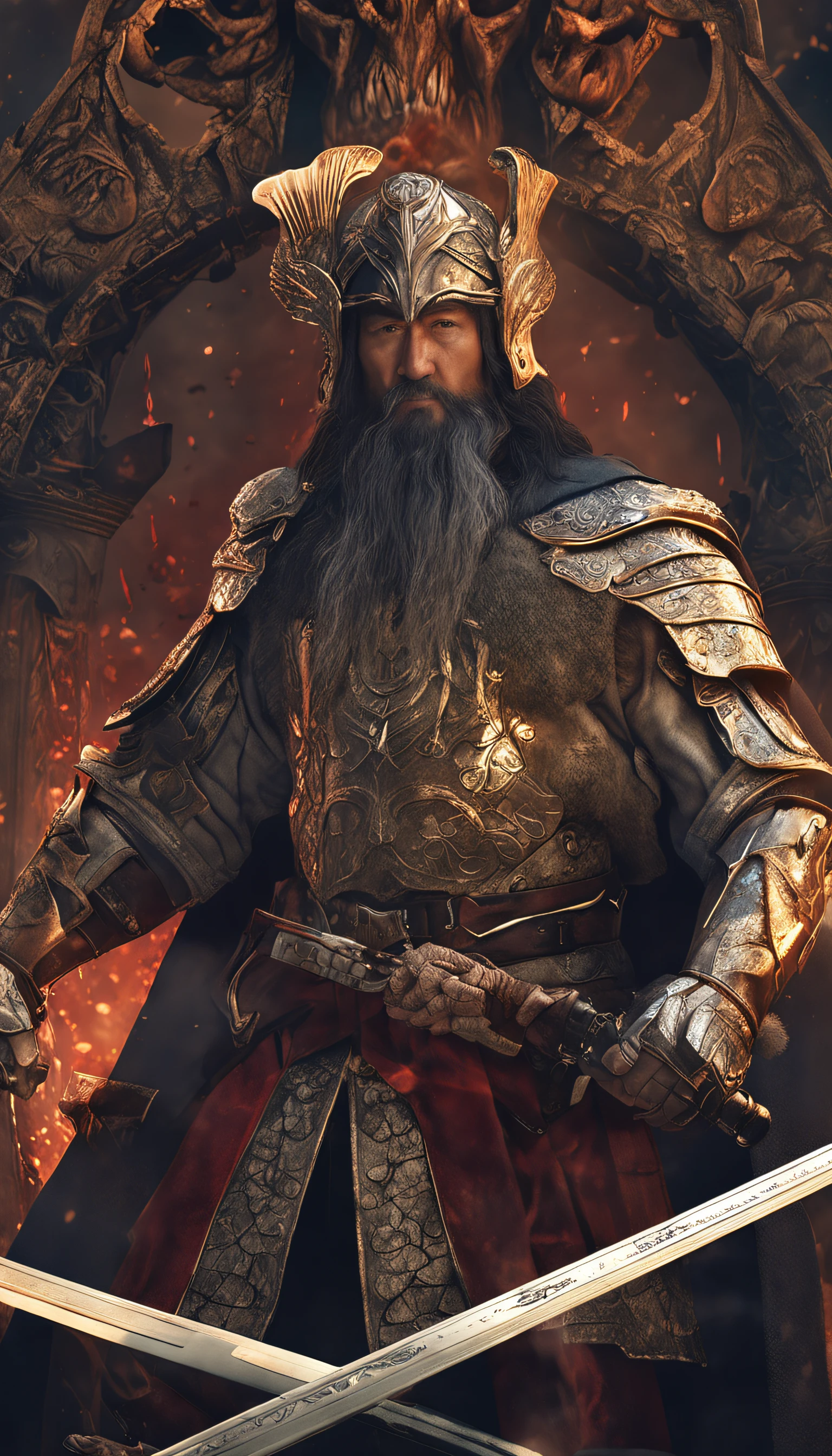 in a panoramic view,magic realism, anime big breast,Masterpiece, hyper HD, Super detail, High details, Best quality, A high resolution, A high resolution, Award-Awarded, Award-Awarded, Anatomically correct, 8K,),(Portrait of a noble knight:1.5,dignified),(A man on horseback,Sword in hand, poster art inspired by Kanō Hōgai, trending on pixabay, Renaissance, Solomon Kane, As Solomon Kane, the third horseman, samurai movie poster, Wuxia, horse warrior, Tim BradStreet, vampire hunter d, Horseman of Apocalypse, genghis khan, arabian samurai)