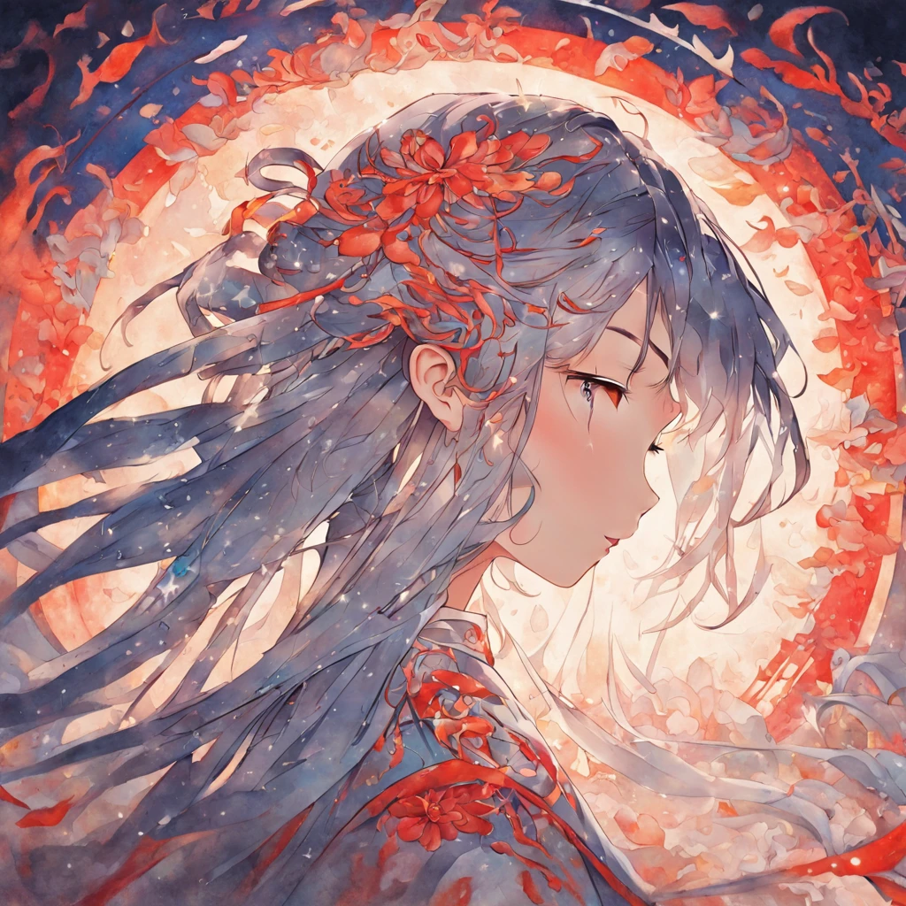 (White background:1.4),(Silhouette of a girl's head, Eyes closed, colorfull long hair, Oriental elements),(Chinese illustration:1.3,paper art:1.3, Quilted paper art:1.2),( reasonable design, Clear lines, High sharpness,Best quality, Very detailed, Masterpiece, movie light effect, 4K )