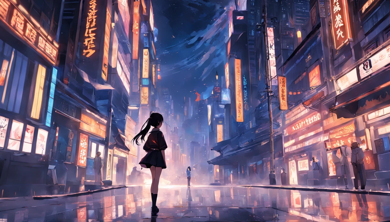best qualtiy,tmasterpiece,k hd,1girll,(Full body in camera),black short skirt,((From the side Side)),Detailed scenes, Beautiful digital illustration, the detail,Hyper-detailed
