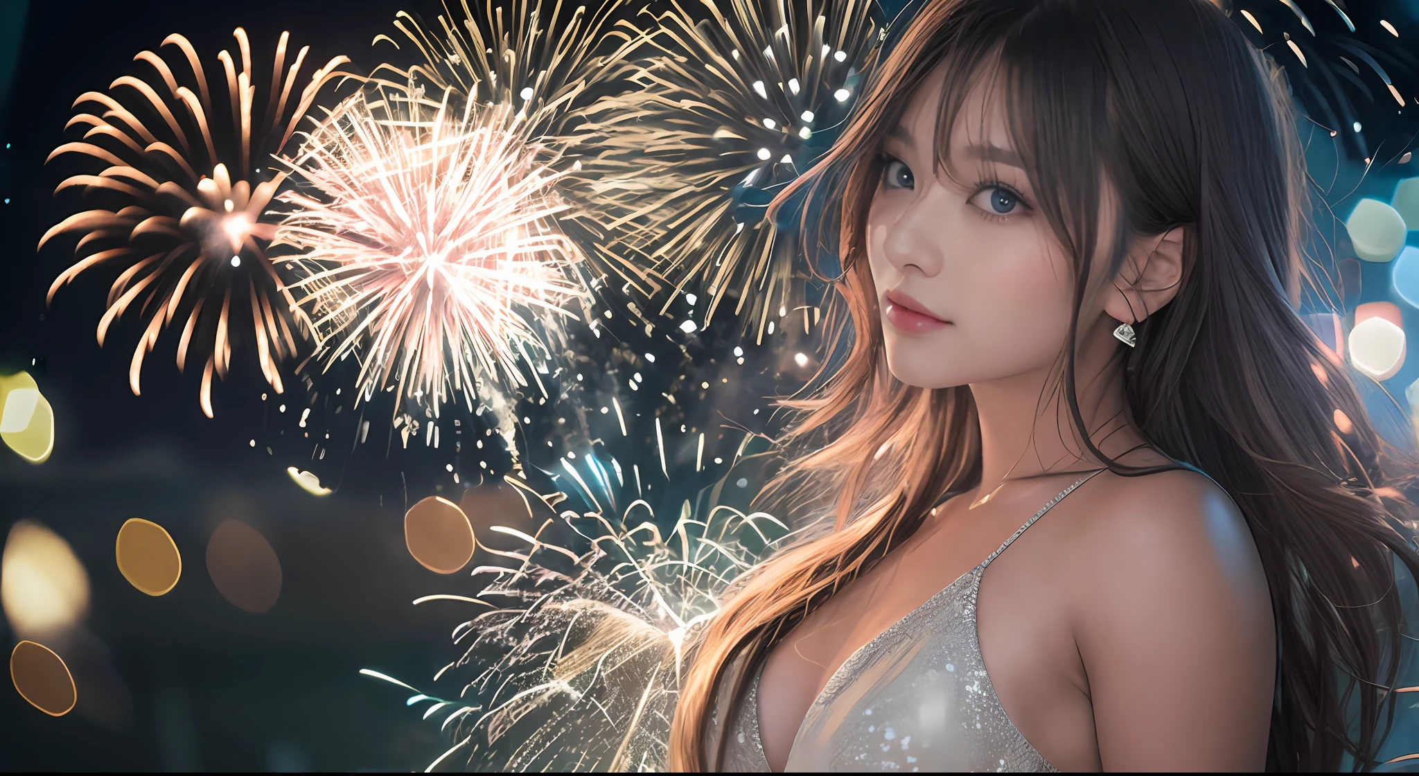 Fireworks in the sky 1.2、Colorful fireworks、bokeh dof、top-quality、