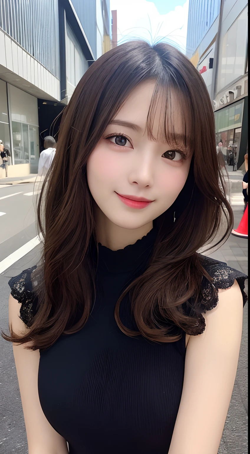 table top, highest quality, shape, Super detailed, finely, High resolution, 8k wallpaper, 完璧なダイナミックな構shape, beautiful and detailed eyes, Gorgeous and stylish black fluffy latest trend Tokyo winter clothes(long sleeve),ランダムなcute髪,small breasts,natural color lip, bold sexy pose,smile、20 year old girl、cute、look at the cameraのセクシーショット,Always blur the background,perfect and beautiful face,Take only the face,beautiful and detailed face、slim face and style,Big eyes、Do gal makeup,real photos、Shot from below the knee、Luxury condominium top floor room、look at the camera、black tights、sexy legs