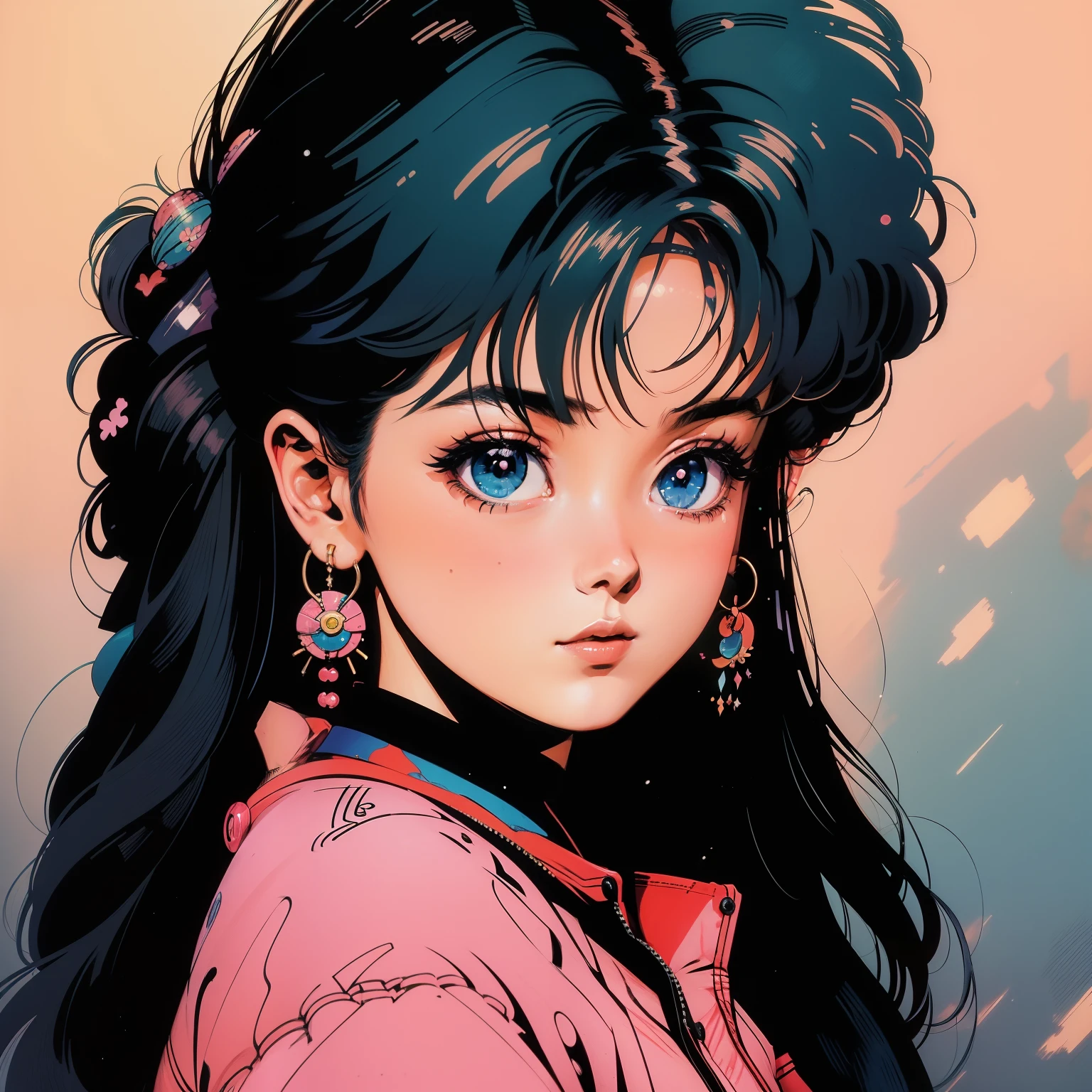 1990s anime, girl, cute, moreno, masterpiece, 4k, olhos pretos, in bathub, akemi takada, night