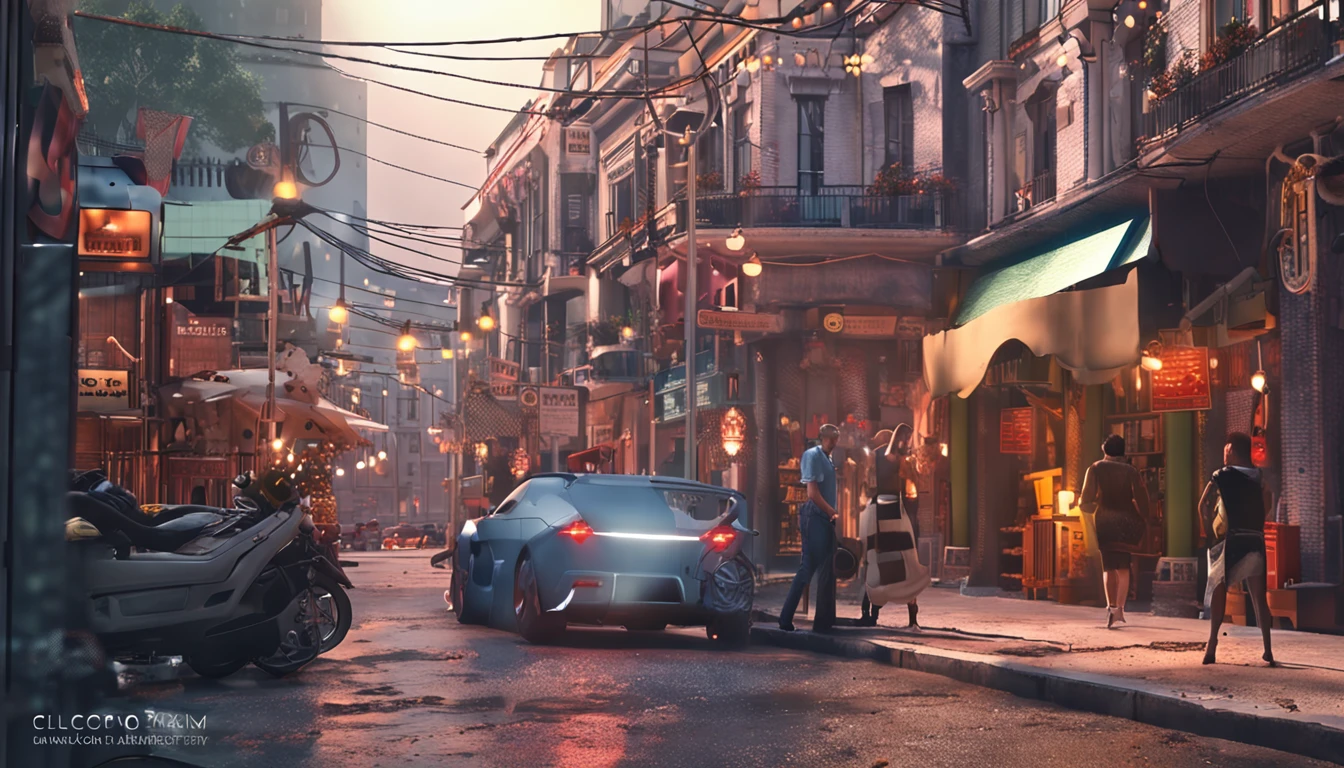 best qualtiy，tmasterpiece，k hd，1girll，(Full body in camera)，Walking down the street，White color blouse，short  skirt，((From the side Side))，Detailed scenes, Beautiful digital illustration, the detail，Hyper-detailed