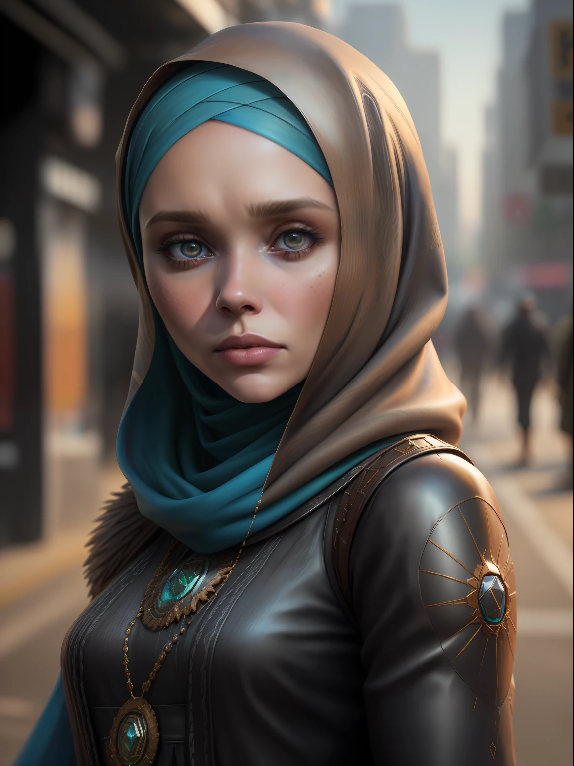 Hollywood actress elizabeth olsen, wearing muslim hijab and habya dress, background sri lankan street, photorealistic, photo, masterpiece, realistic, realism, photorealism, high contrast, photorealistic digital art trending on Artstation 8k HD high definition detailed realistic, detailed, skin texture, hyper detailed, realistic skin texture, armature, best quality, ultra high res, (photorealistic:1.4),, high resolution, detailed, raw photo, sharp re, by lee jeffries nikon d850 film stock photograph 4 kodak portra 400 camera f1.6 lens rich colors hyper realistic lifelike texture dramatic lighting unrealengine trending on artstation cinestill 800,