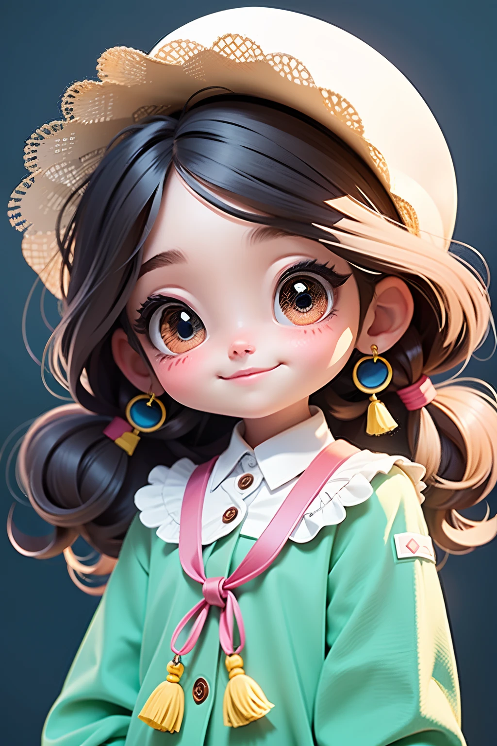 menia, cabelo mesclado, Solto, modern accessories , olhos detalhados, sorriso detalhados, detalhes detalhados, fundo claro e simples