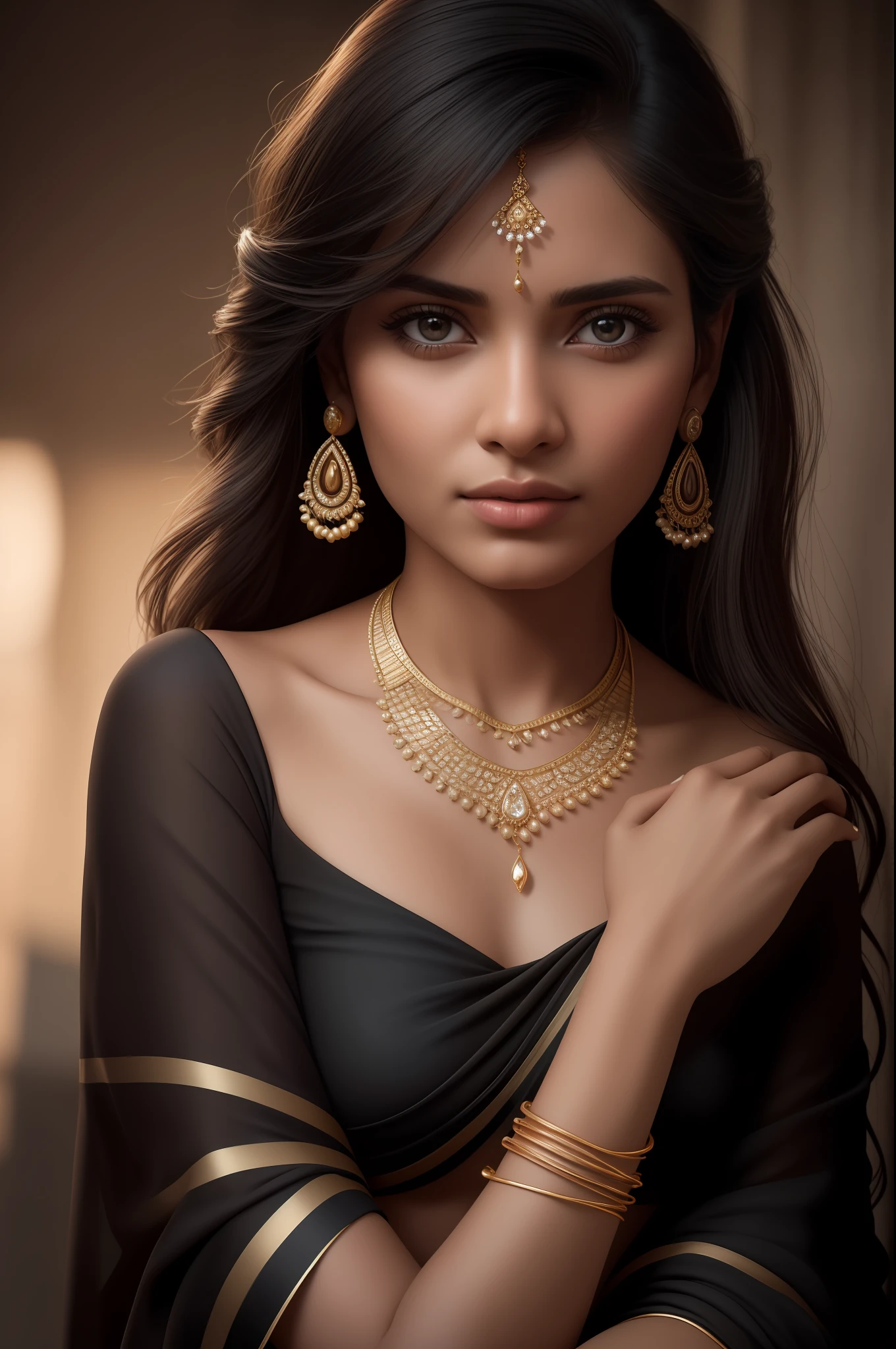 beautiful mature Indian college girl, black saree outfit, wearing gold jewels, outside between the flowers, ((slim, petite)), photorealistic, photo, masterpiece, realistic, realism, photorealism, high contrast, photorealistic digital art trending on Artstation 8k HD high definition detailed realistic, detailed, skin texture, hyper detailed, realistic skin texture, armature, best quality, ultra high res, (photorealistic:1.4),, high resolution, detailed, raw photo, sharp re, by lee jeffries nikon d850 film stock photograph 4 kodak portra 400 camera f1.6 lens rich colors hyper realistic lifelike texture dramatic lighting unrealengine trending on artstation cinestill 800,