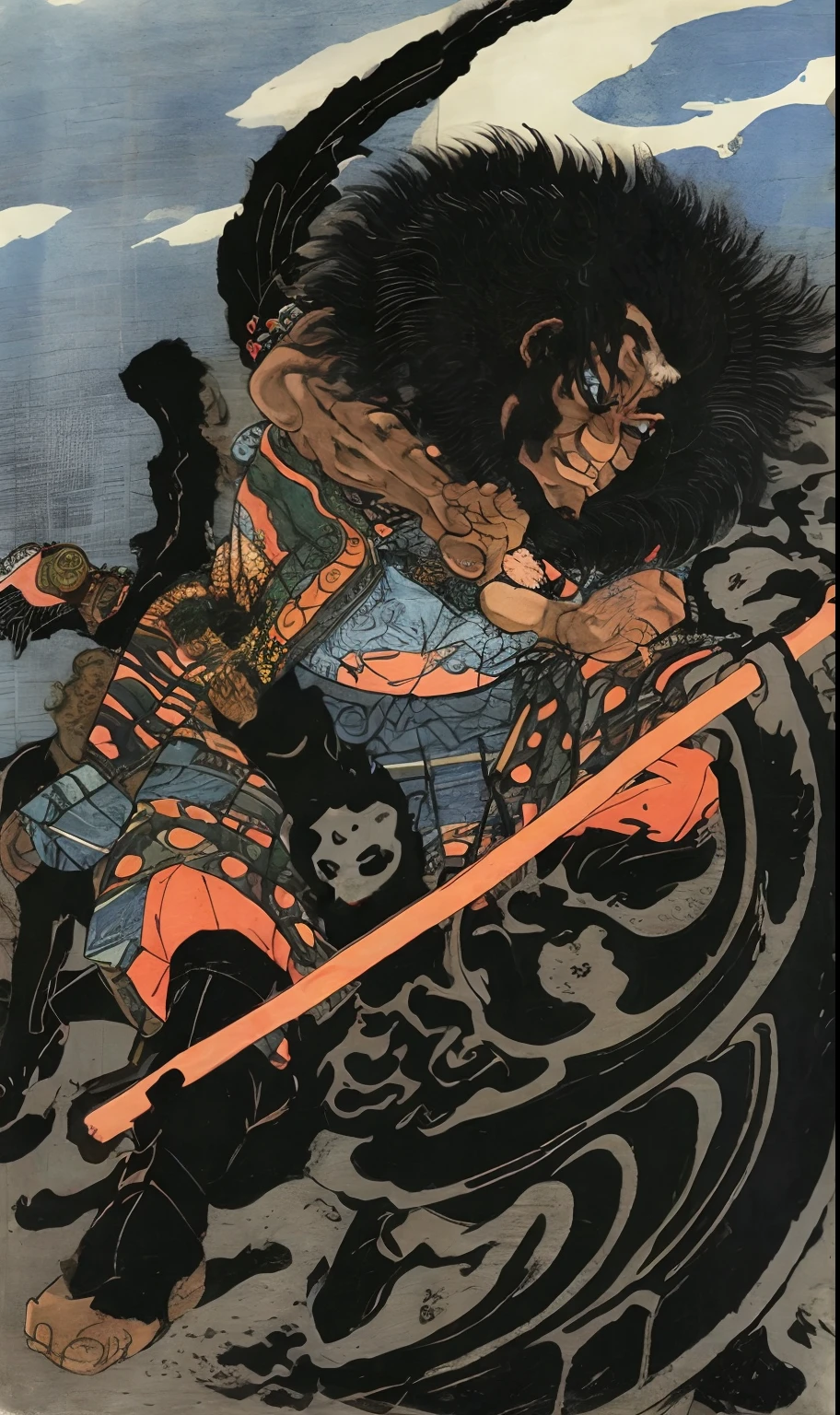 Wusong fights tigers,ukiyo-style,k hd